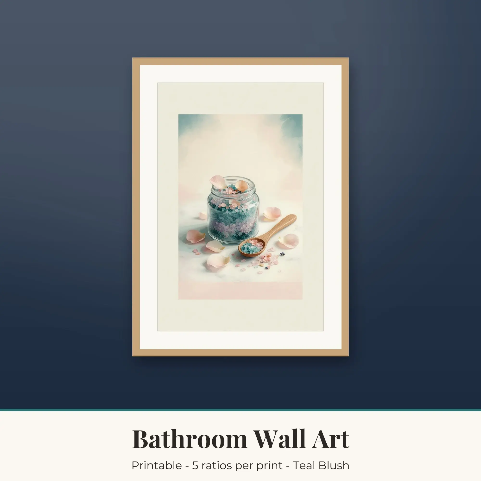 Bathroom Wall Art Print, Teal Blush Bath Salts preview