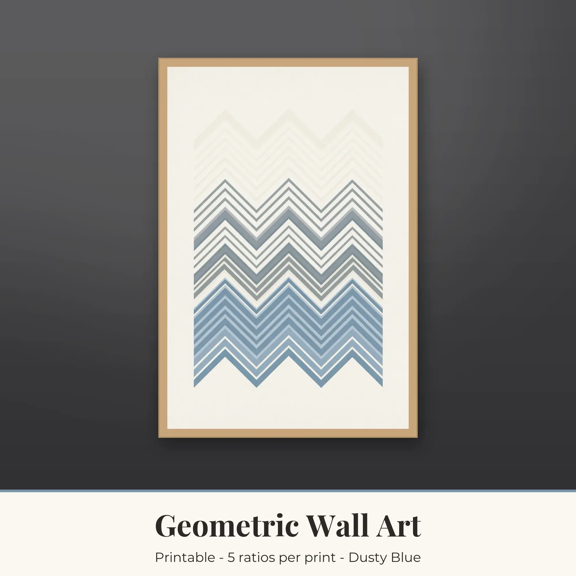 Geometric Wall Art Print, Dusty Blue Arrow Lines preview