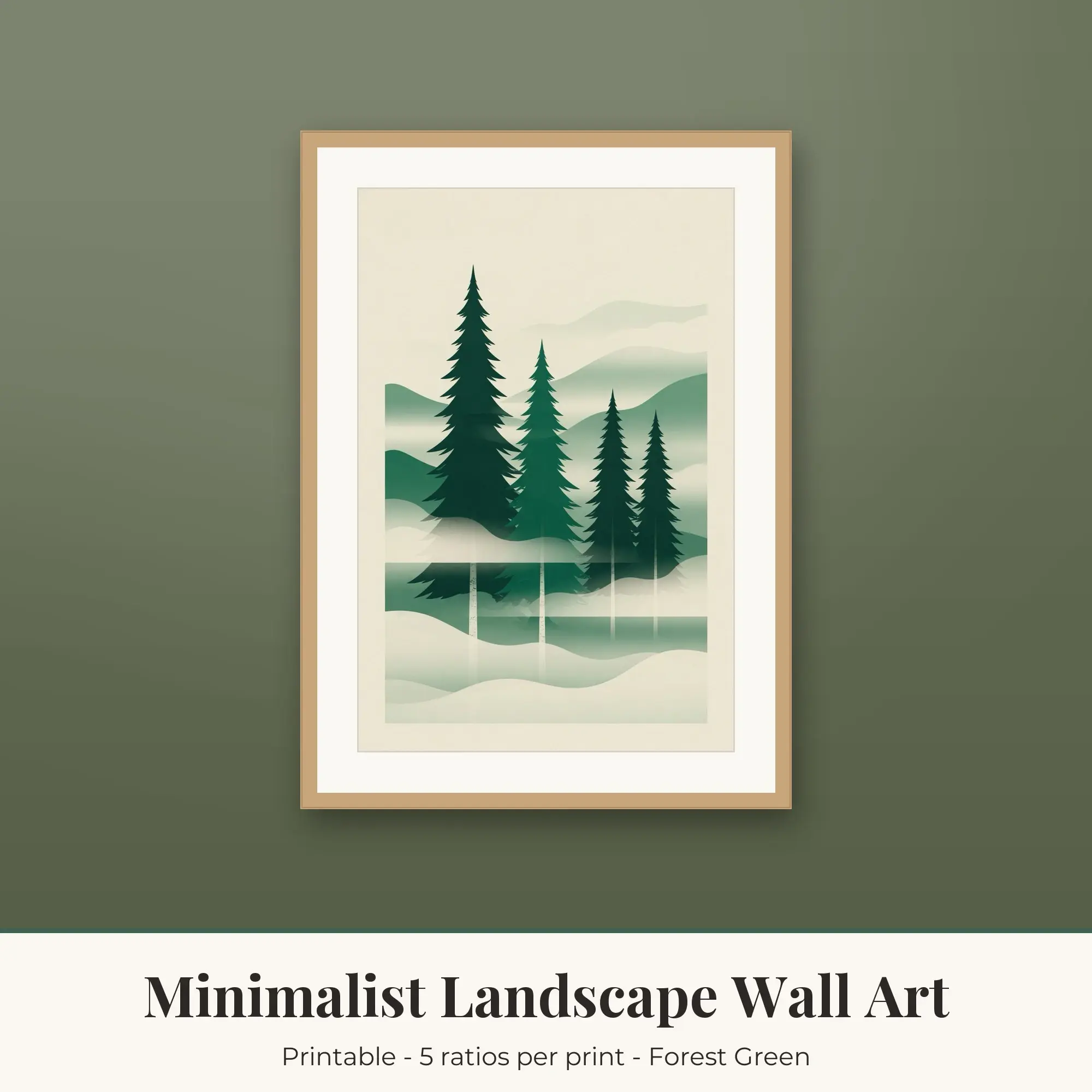 Minimalist Landscape Printable Art Print: Foggy Pines preview