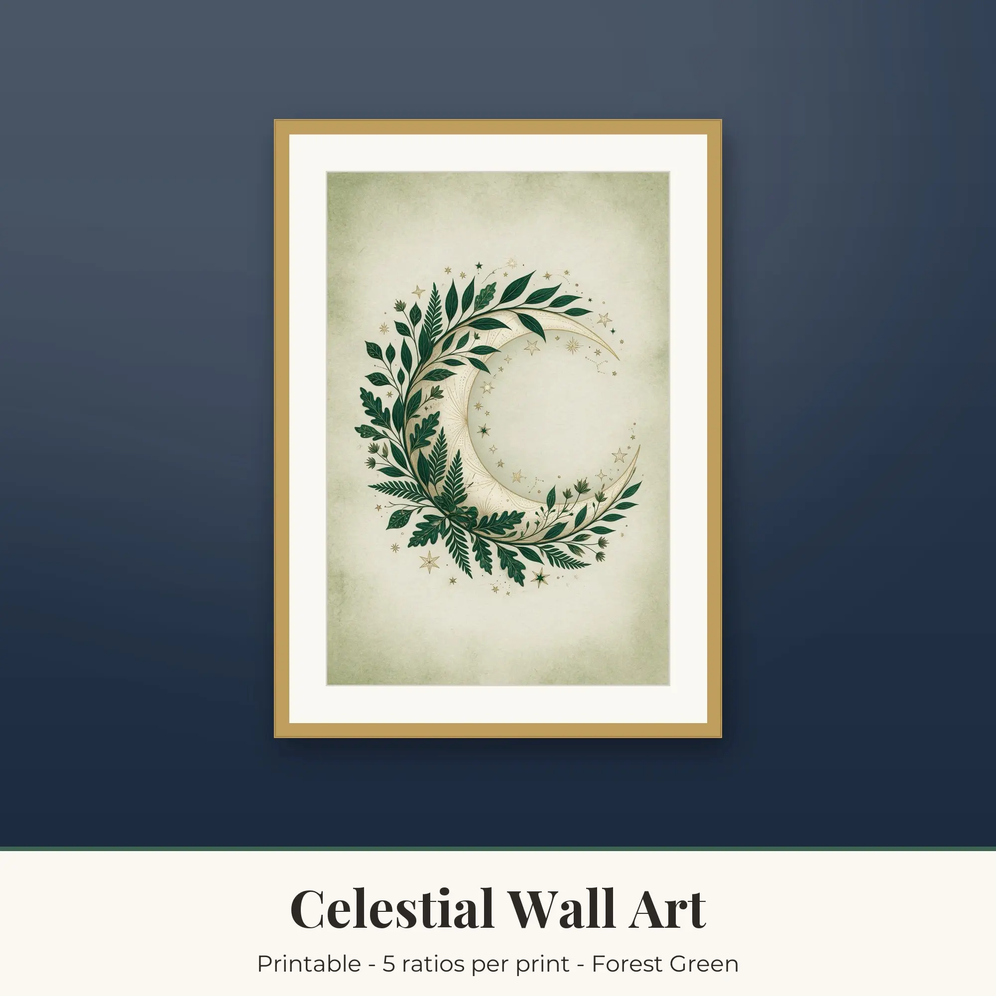 Crescent and Branches Wall Art Print | Celestial Digital Prints preview