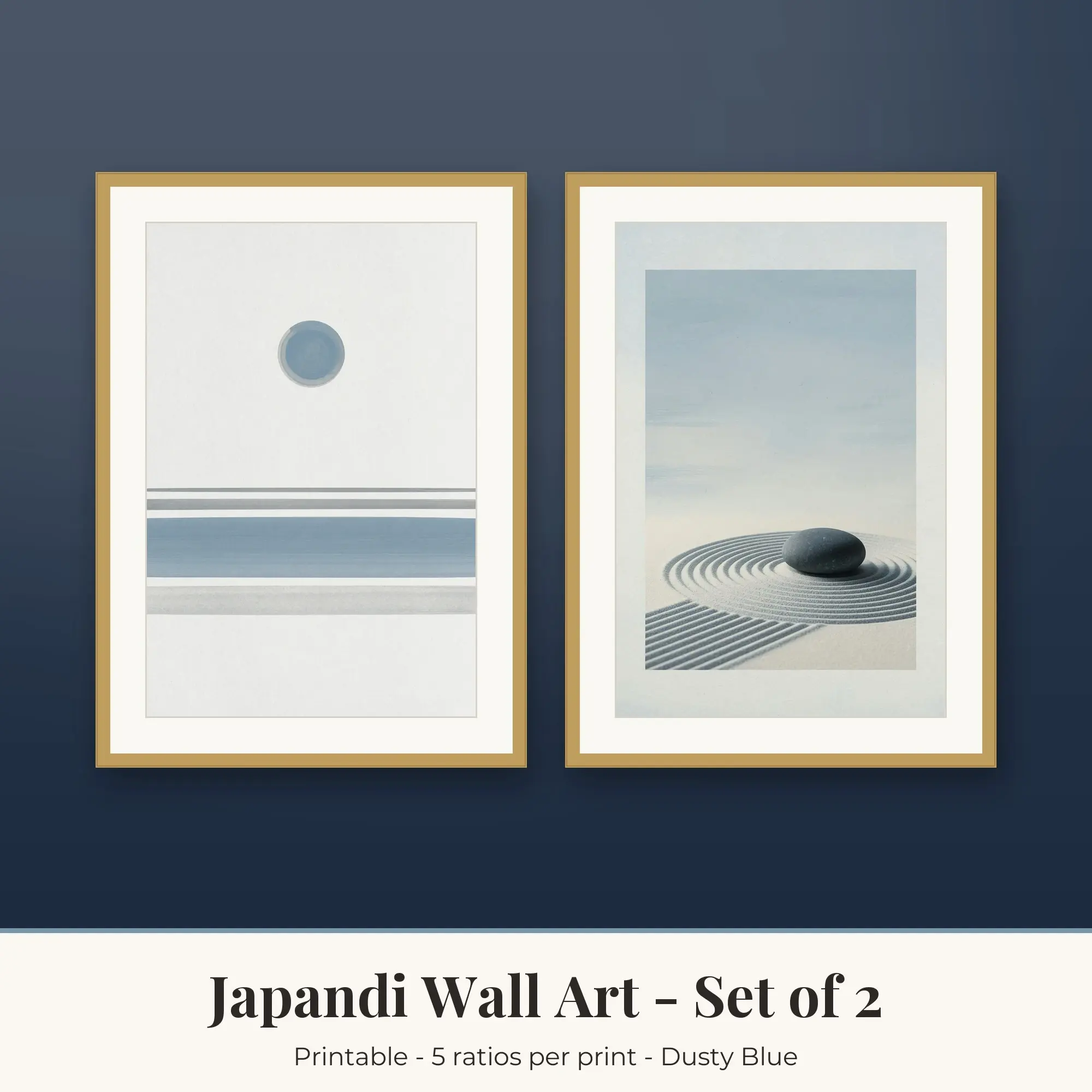 Japandi Printable Art Set of 2: Rising Sun and Sand Ripples preview
