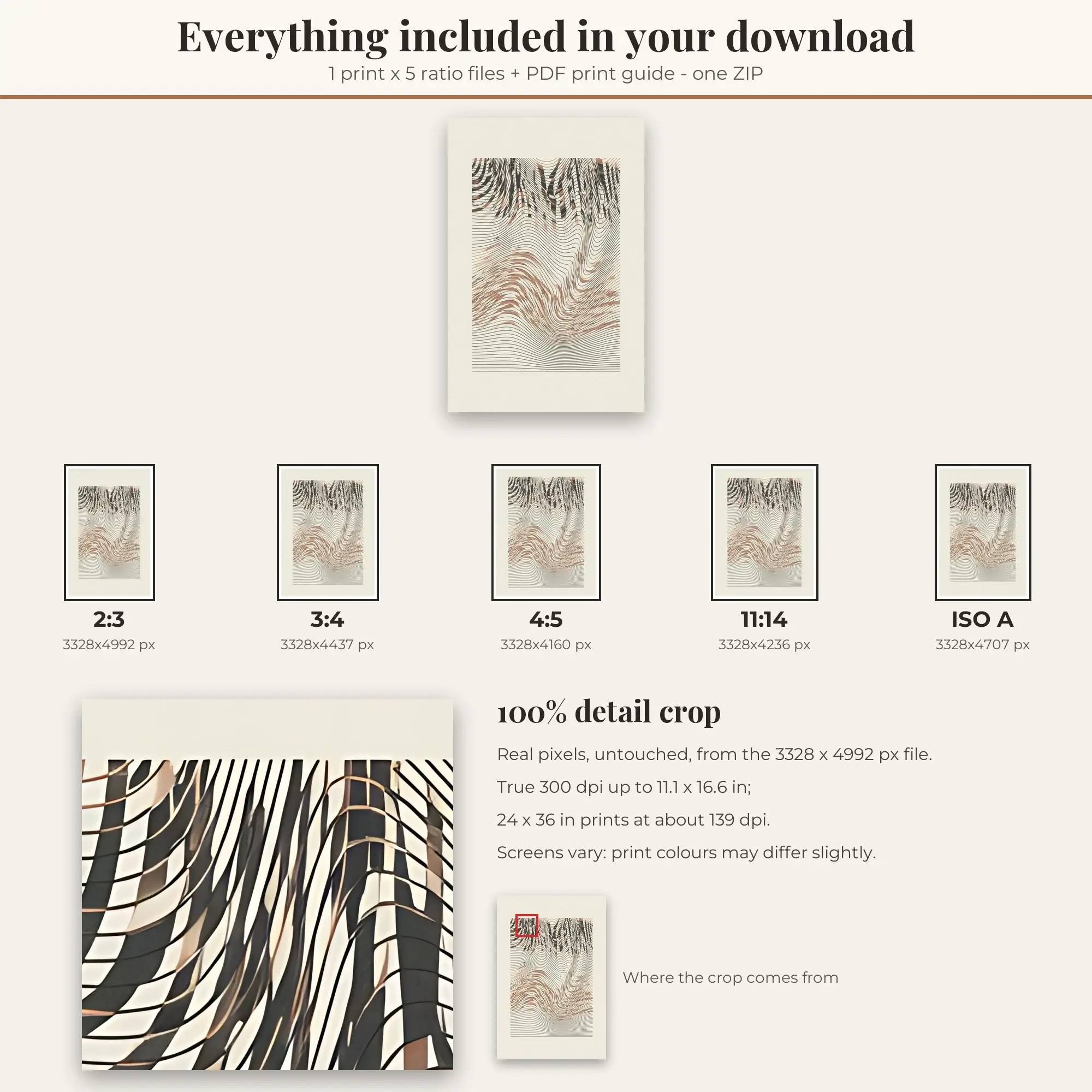 Op Waves Wall Art Print | Geometric Digital Prints, preview 2 of 2