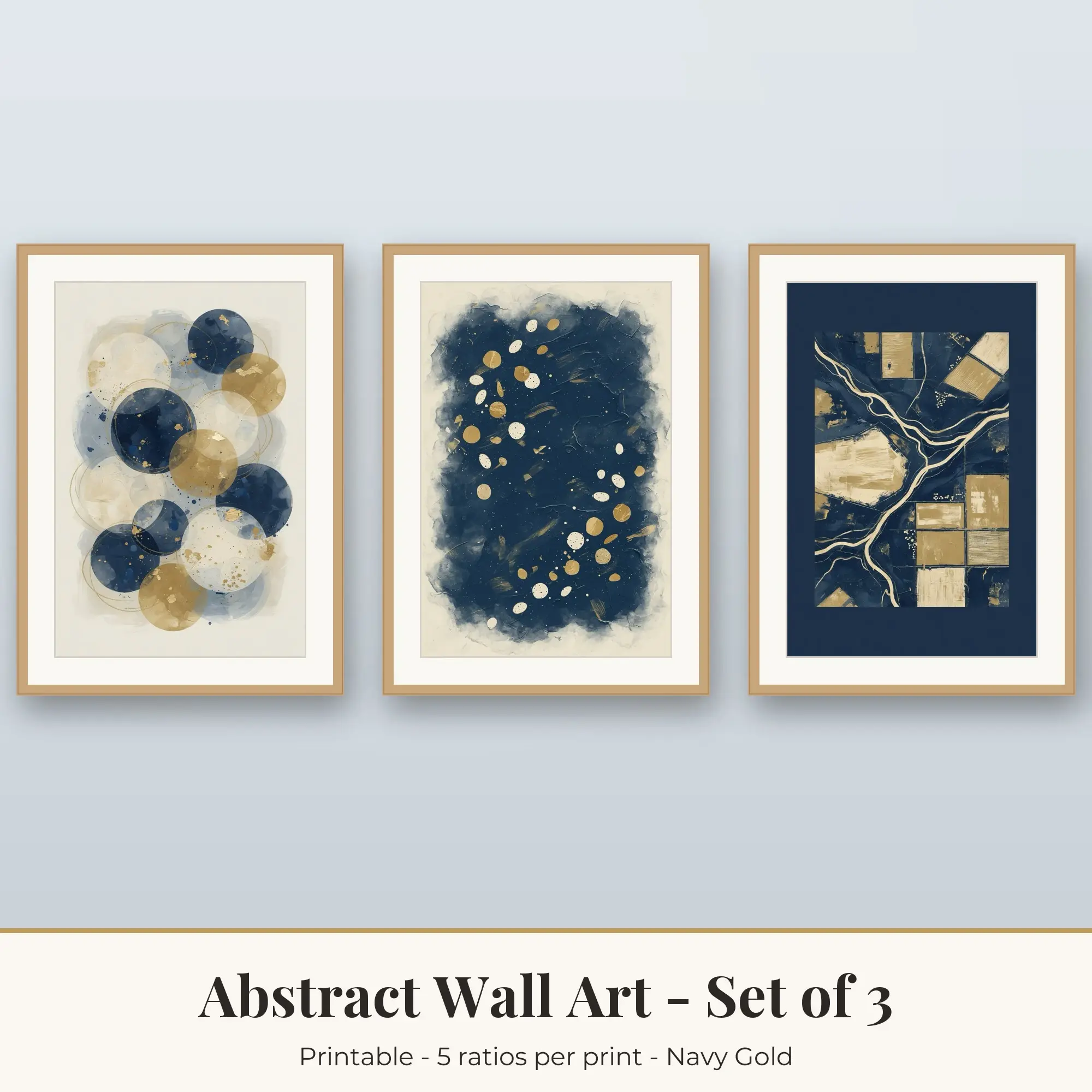 Abstract Printable Art Set of 3: Circles, Confetti Shapes & Terrain preview