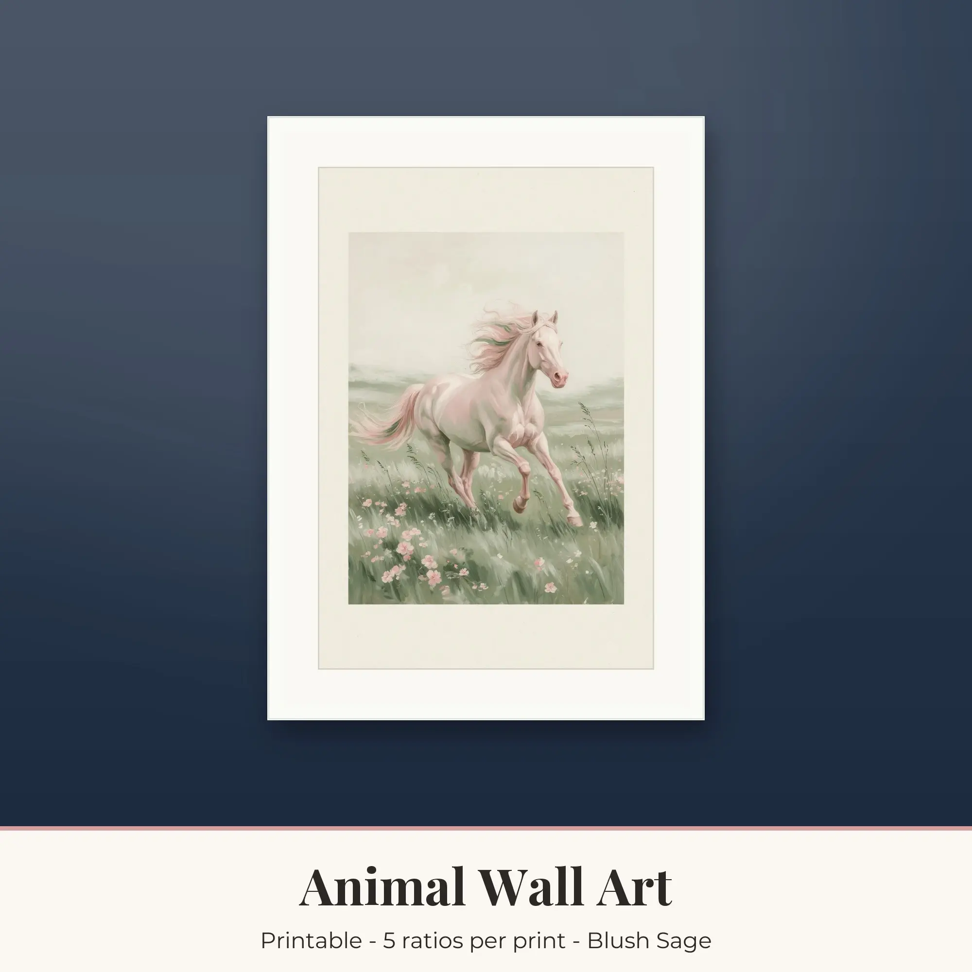 Animal Wall Art Print - Horse - Blush Sage preview