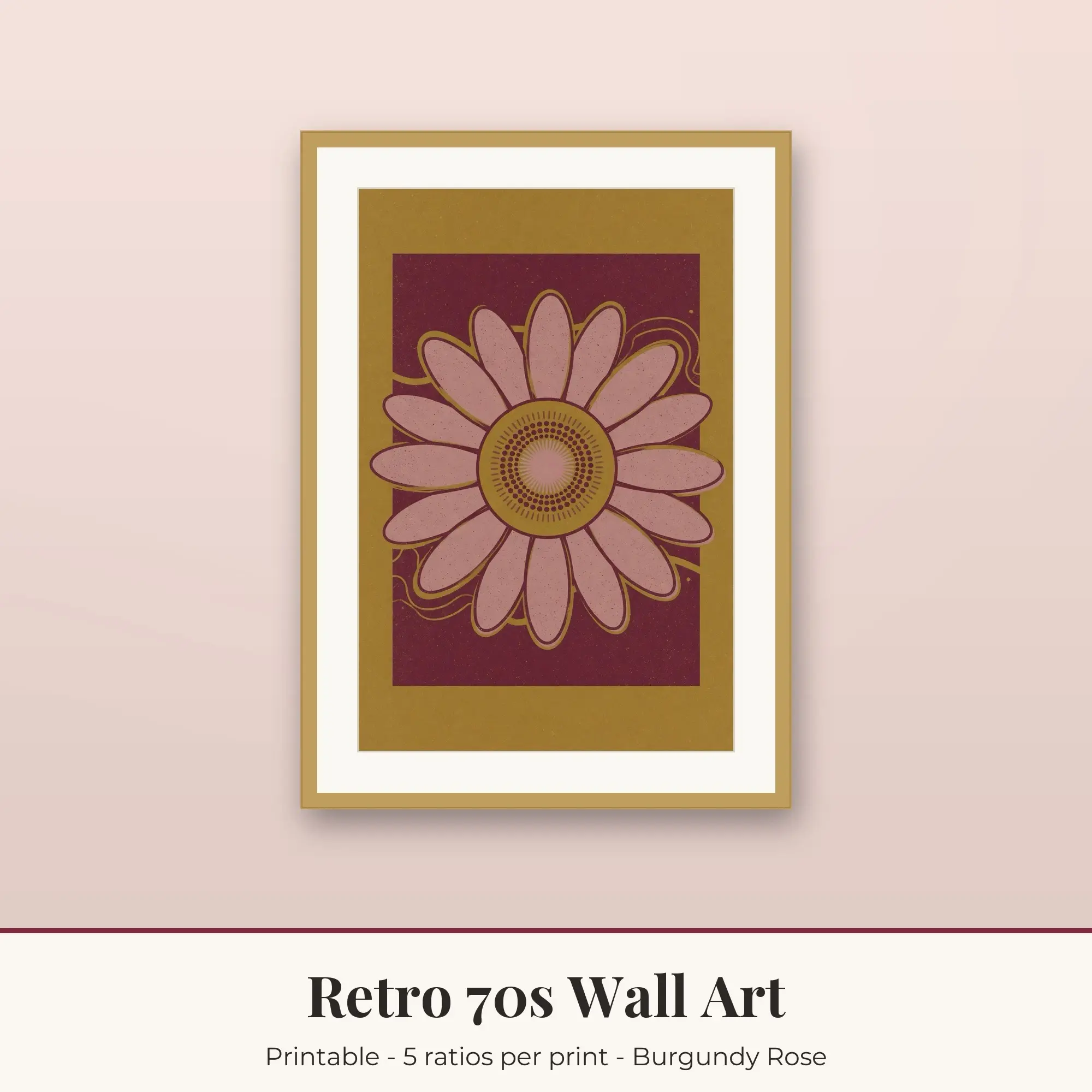 Smiley Daisy Retro 70s Prints Print, Printable Wall Art preview