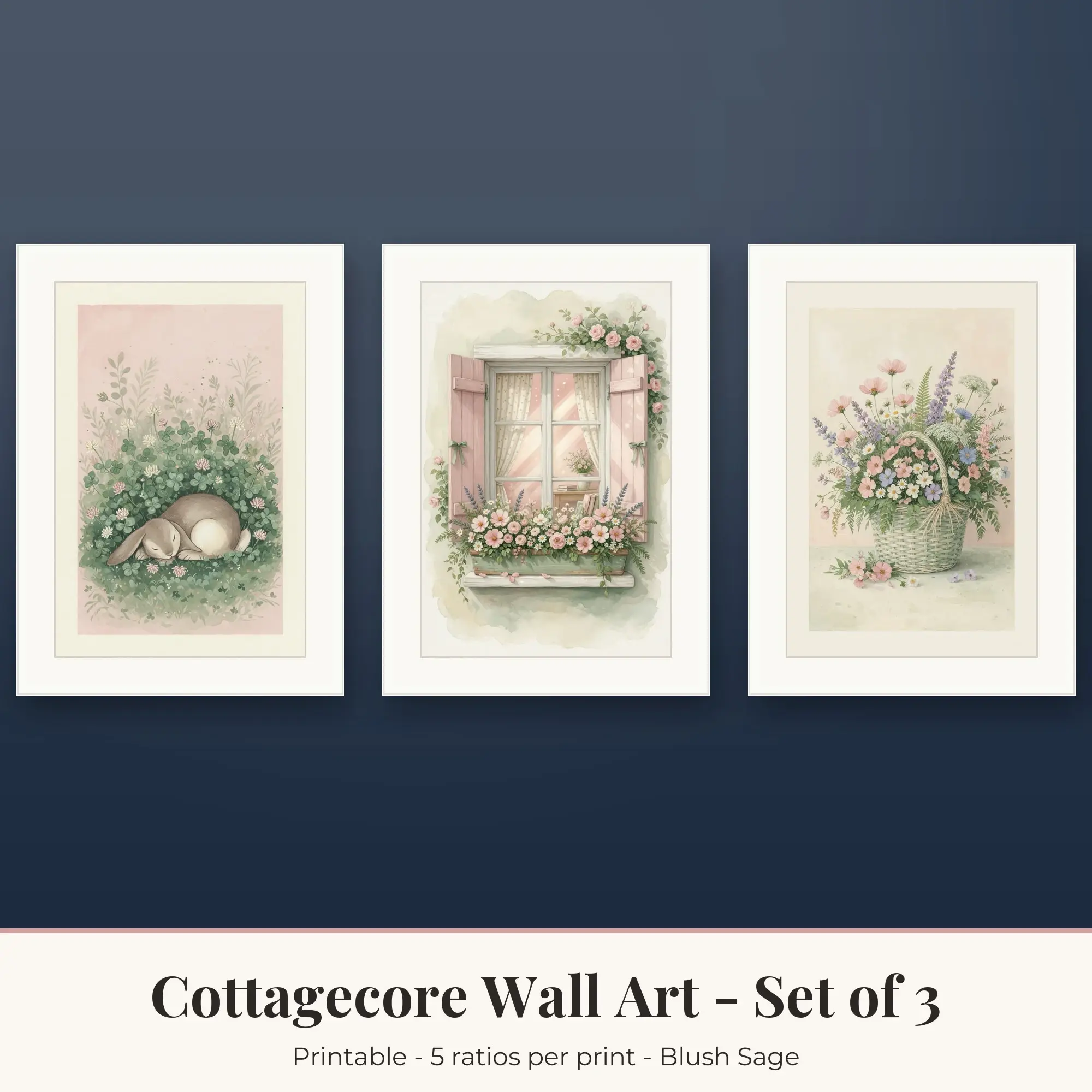 Cottagecore Set of 3: Bunny in Clover, Blush Sage preview