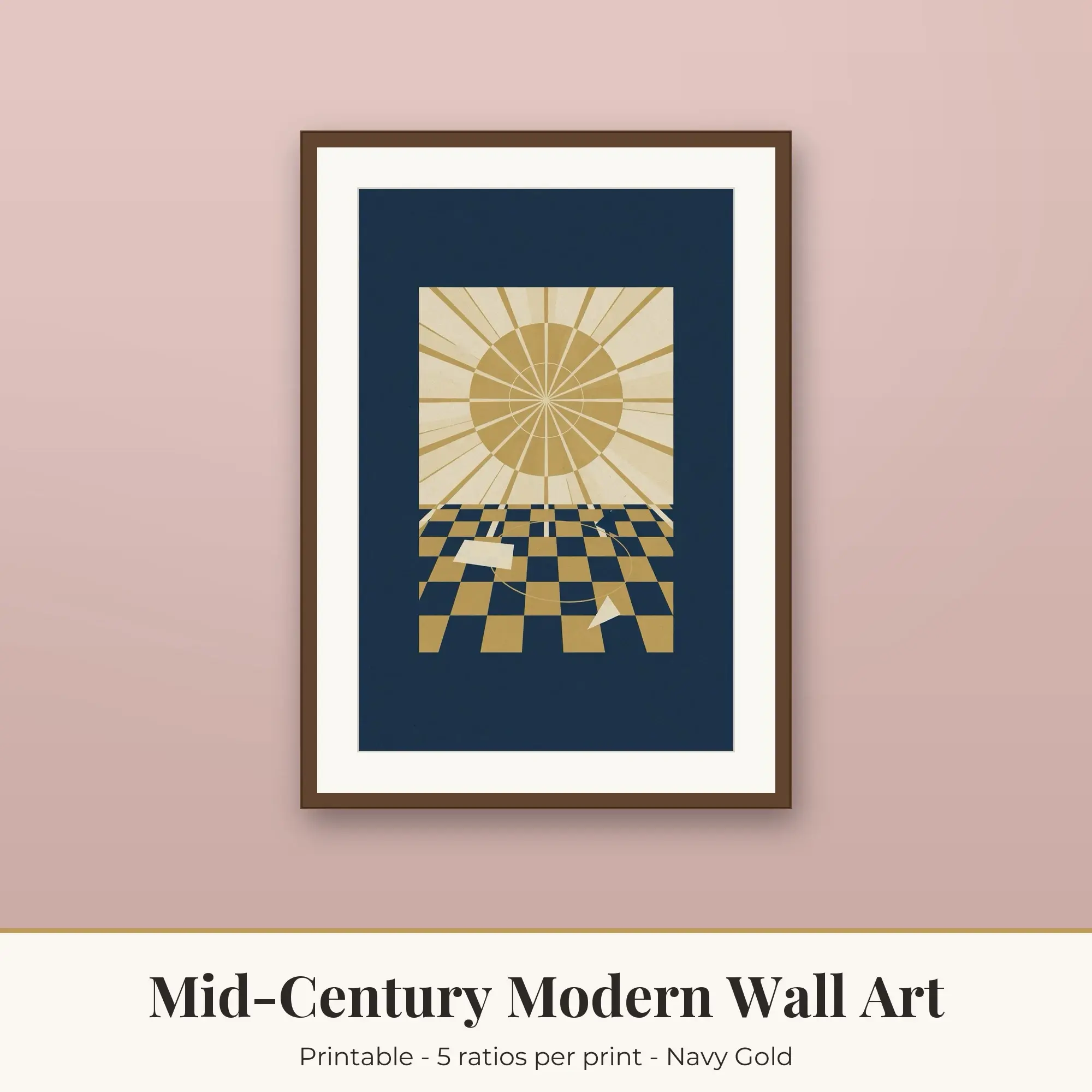 Checker Sun Wall Art Print | Mid-Century Modern Digital Prints preview
