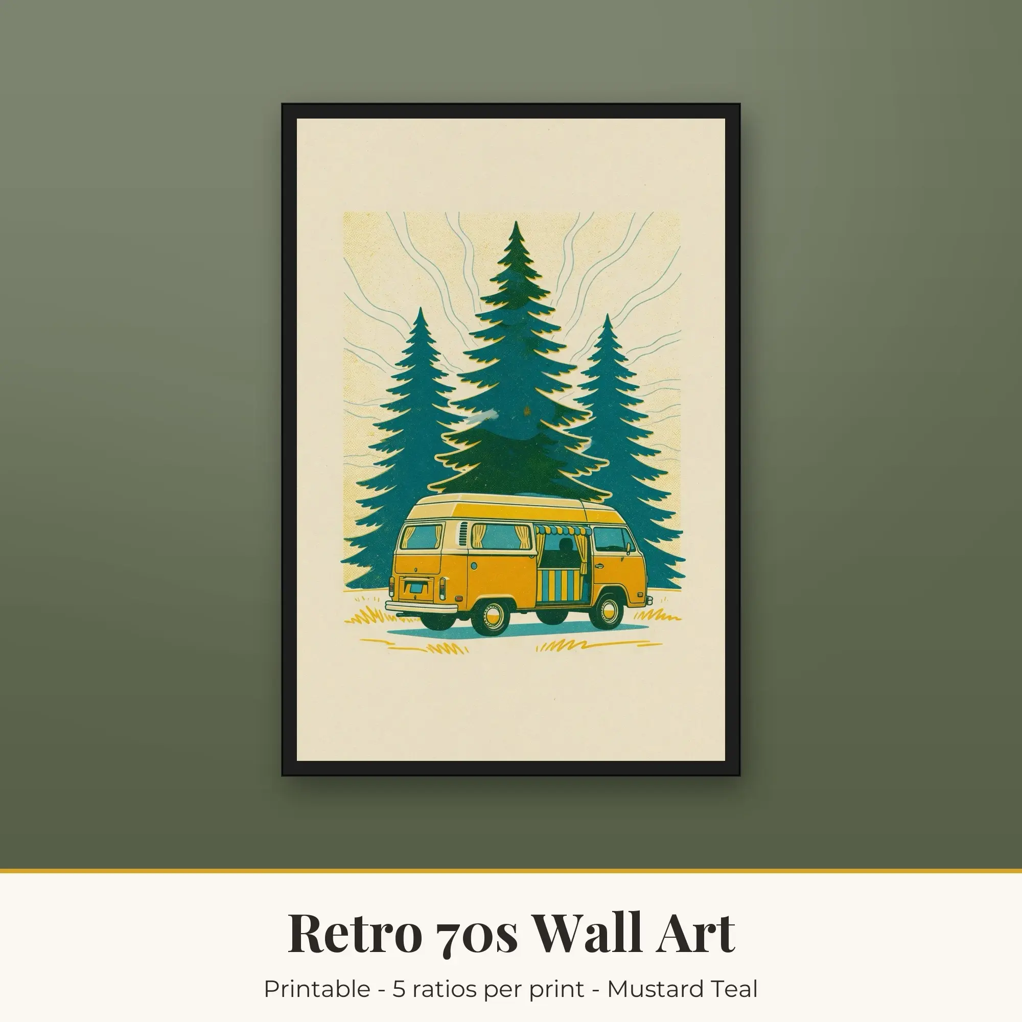 Vintage Camper Retro 70s Prints Print, Printable Wall Art preview