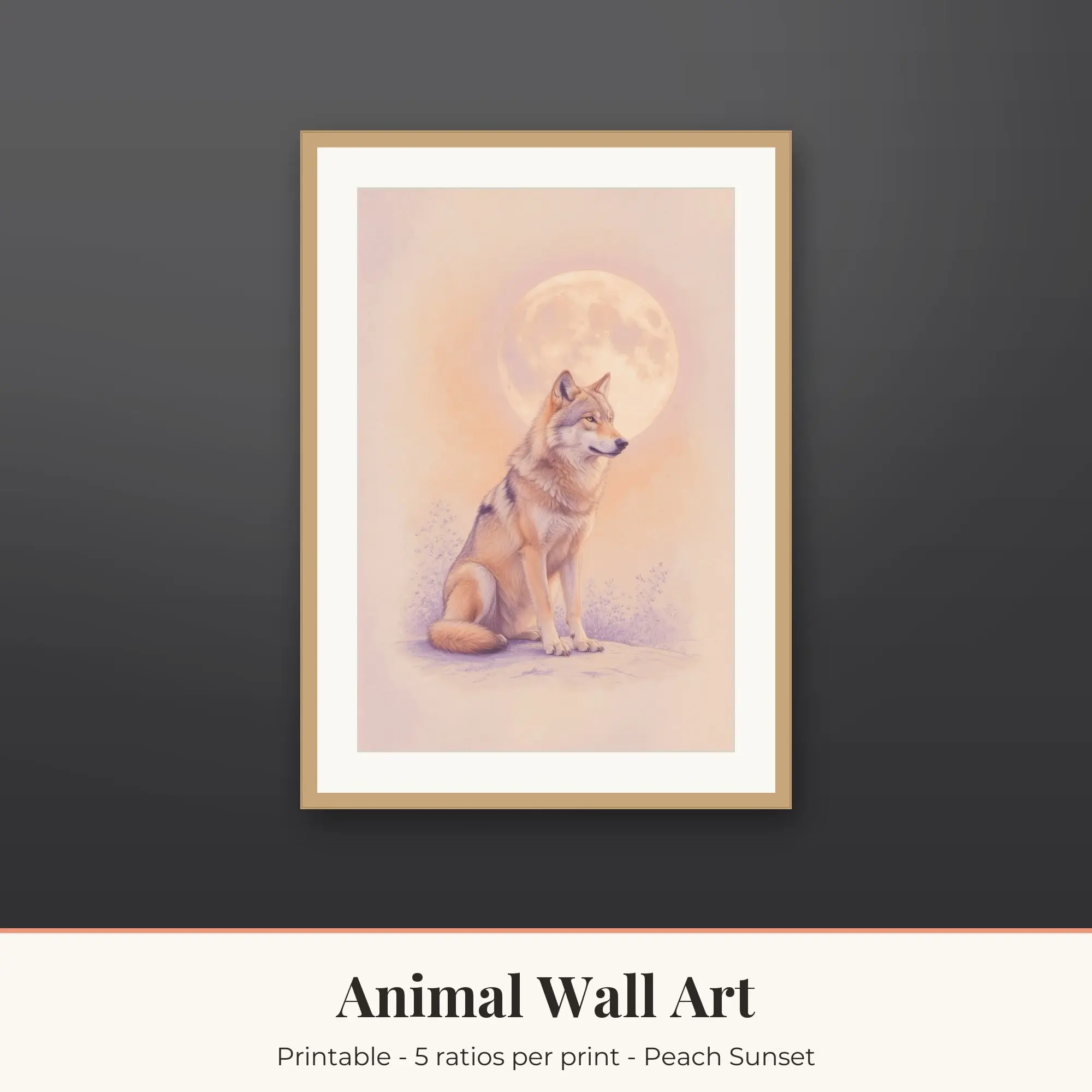Wolf Howl Wall Art Print | Animal Digital Prints preview