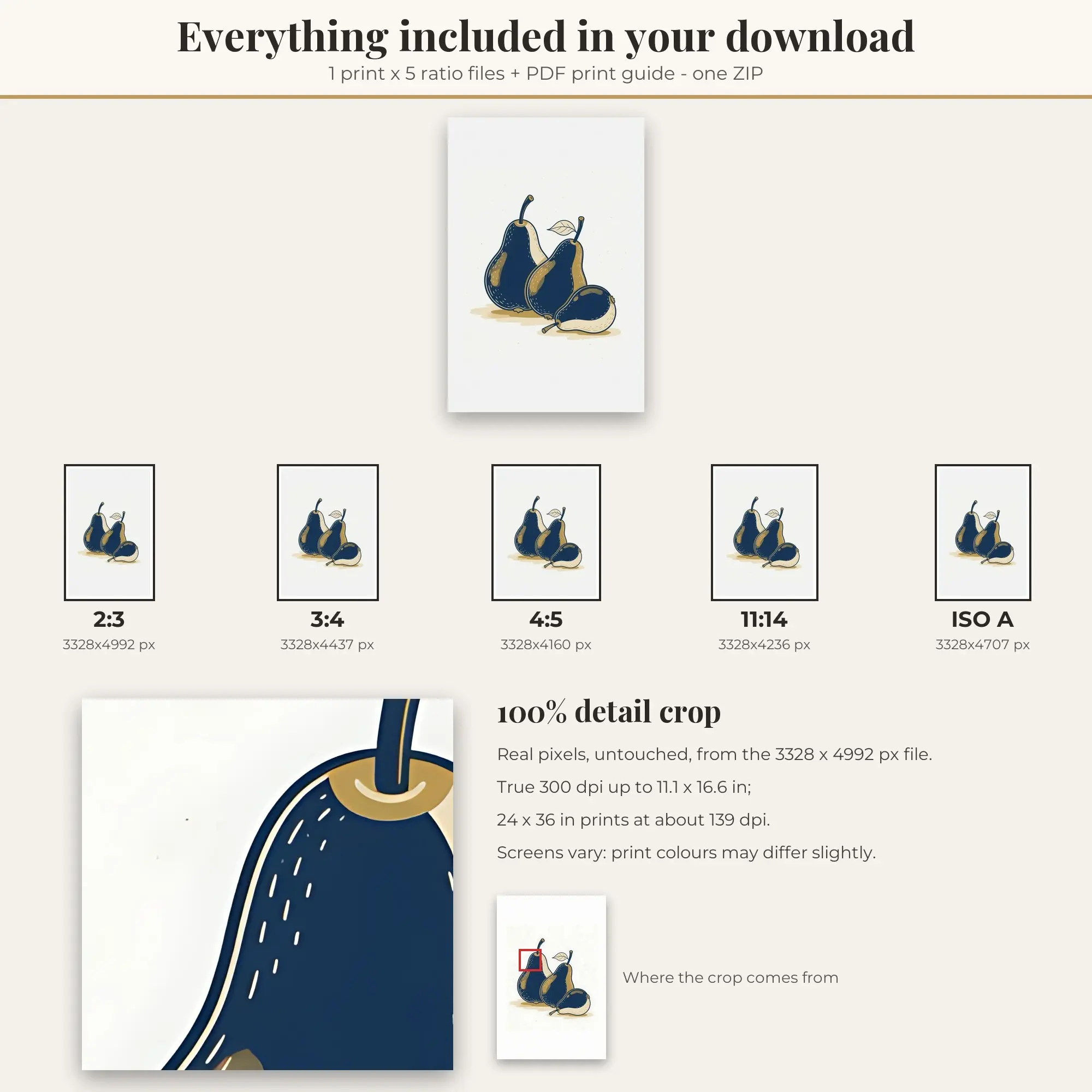 Kitchen Printable Art Print: Pears, preview 2 of 2