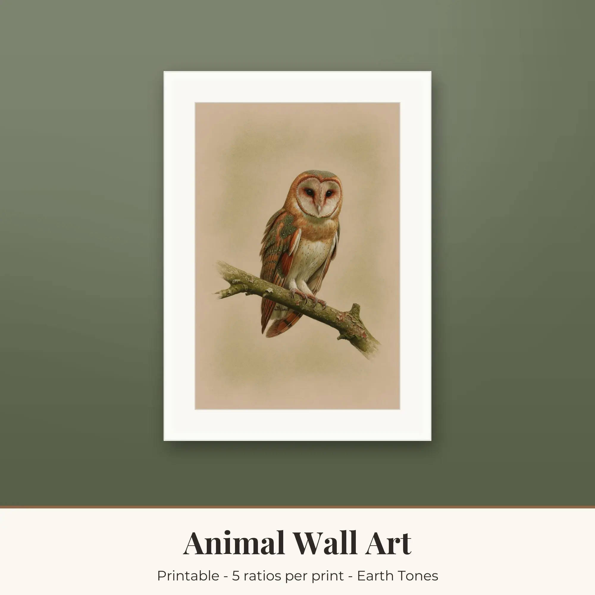 Barn Owl Animal Prints Print, Printable Wall Art, preview 1 of 2