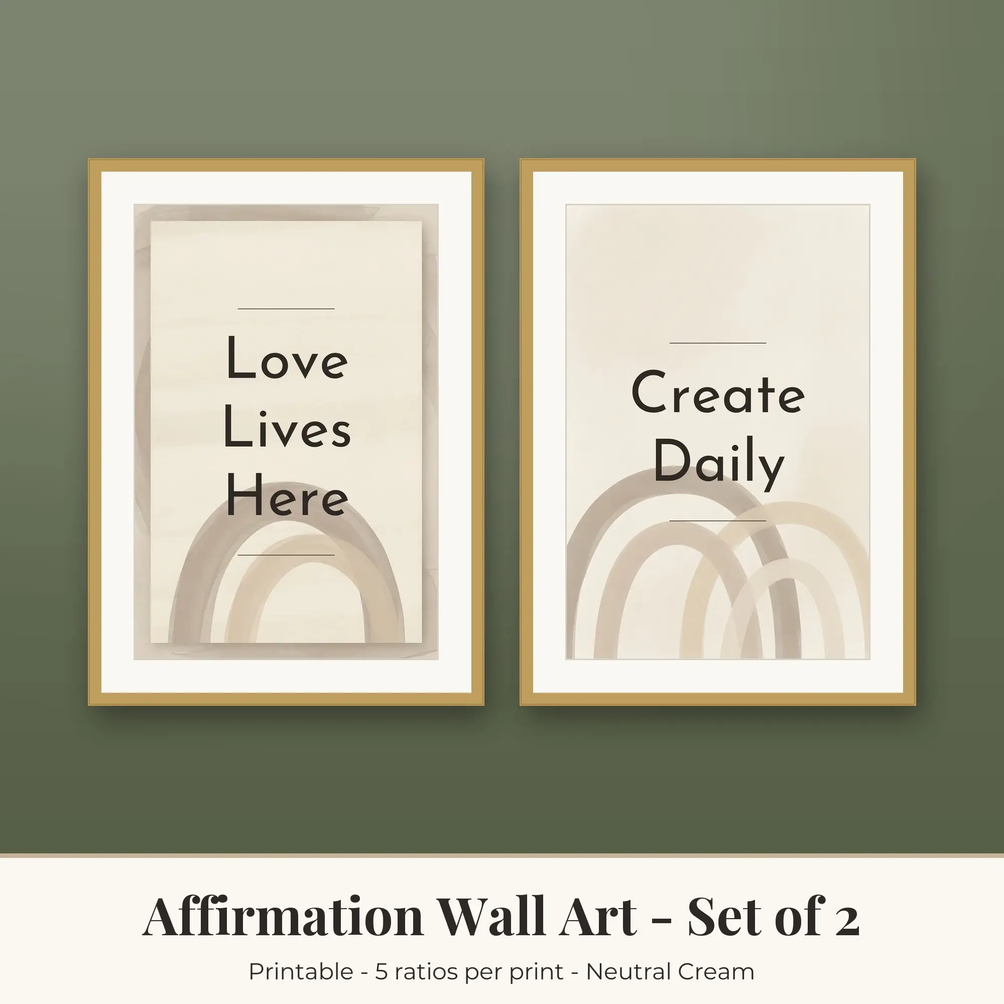 Affirmation Printable Art Set of 2: Love Lives Here and Create Daily preview