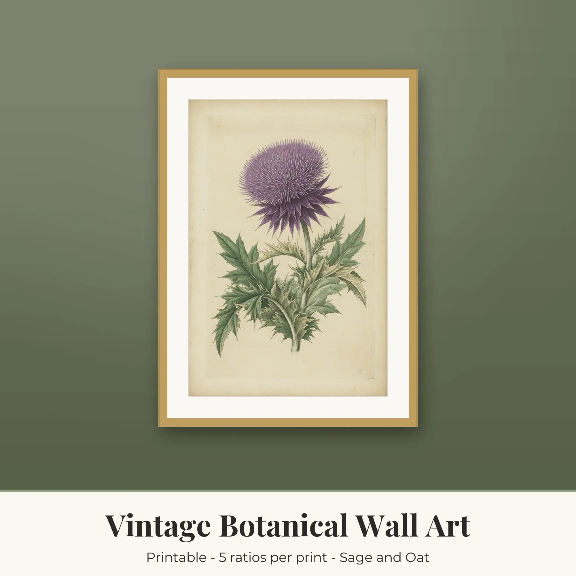 Thistle Wall Art Print | Vintage Botanical Digital Prints, preview 1 of 2