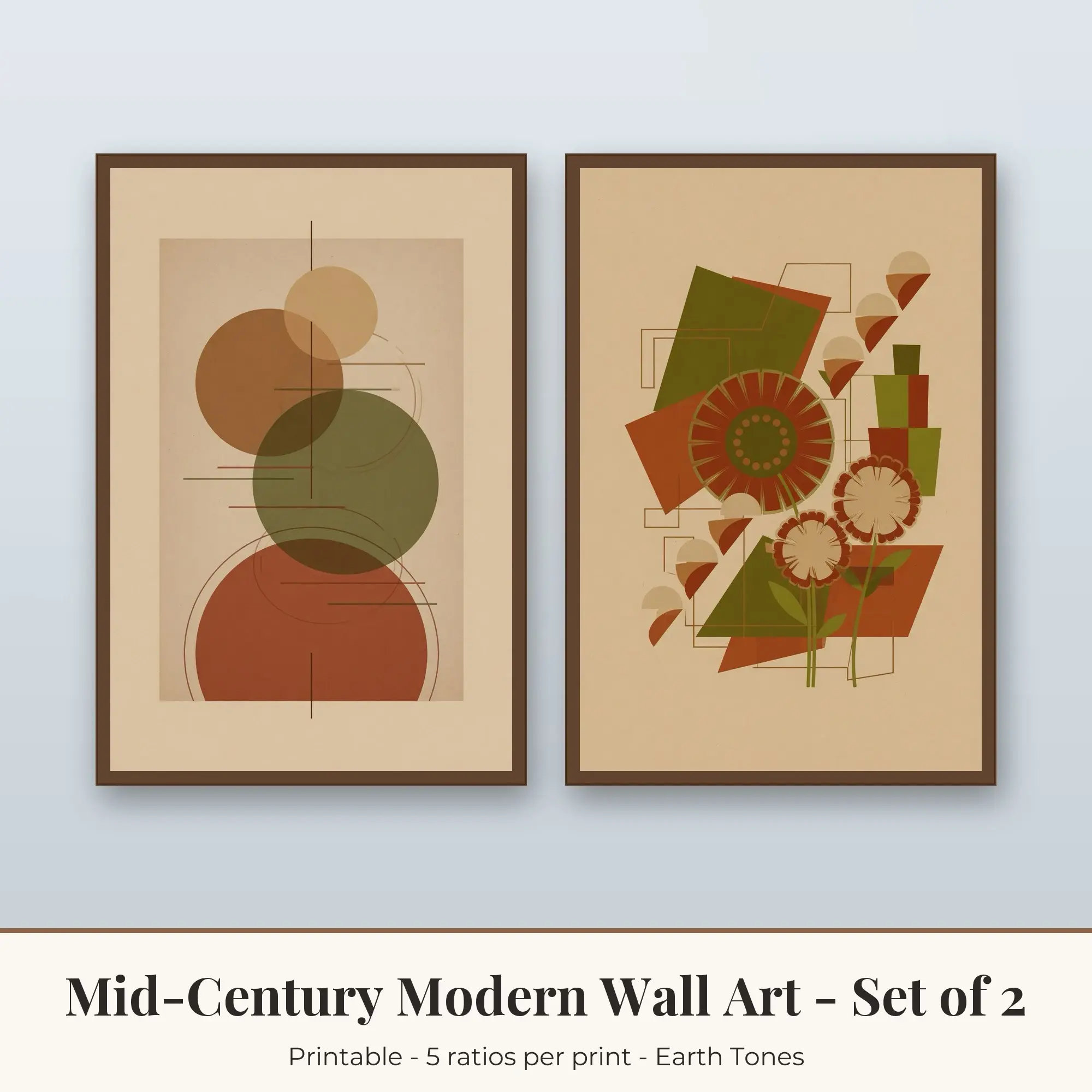 Stacked Circles Mid-Century Modern Set of 2 - Earth Tones preview