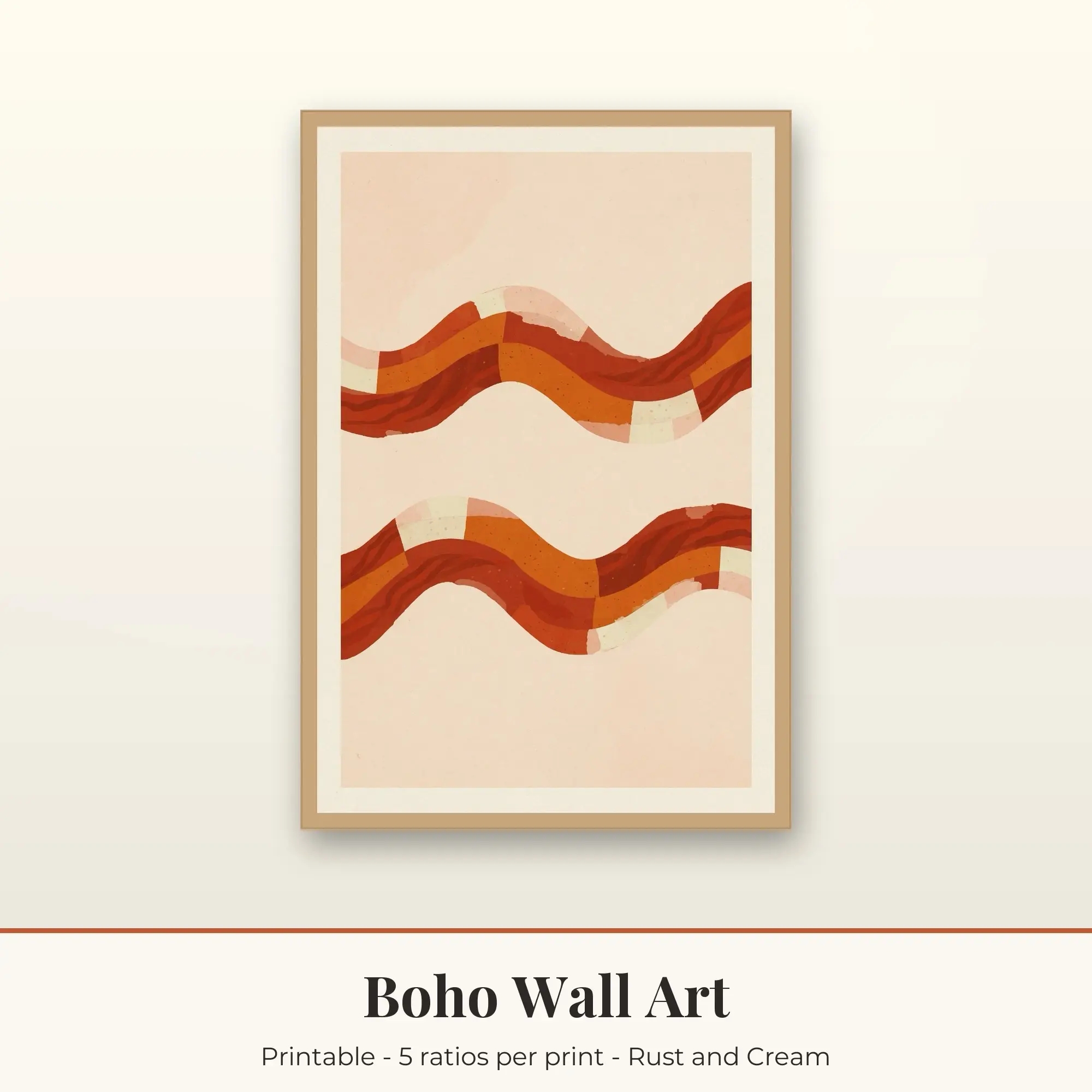 Wave Rainbow Wall Art Print | Boho Digital Prints, preview 1 of 2