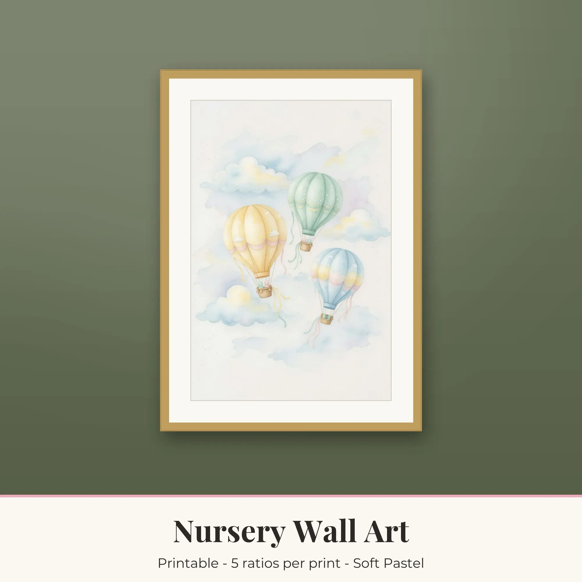 Hot Air Balloons Wall Art Print | Nursery Digital Prints preview
