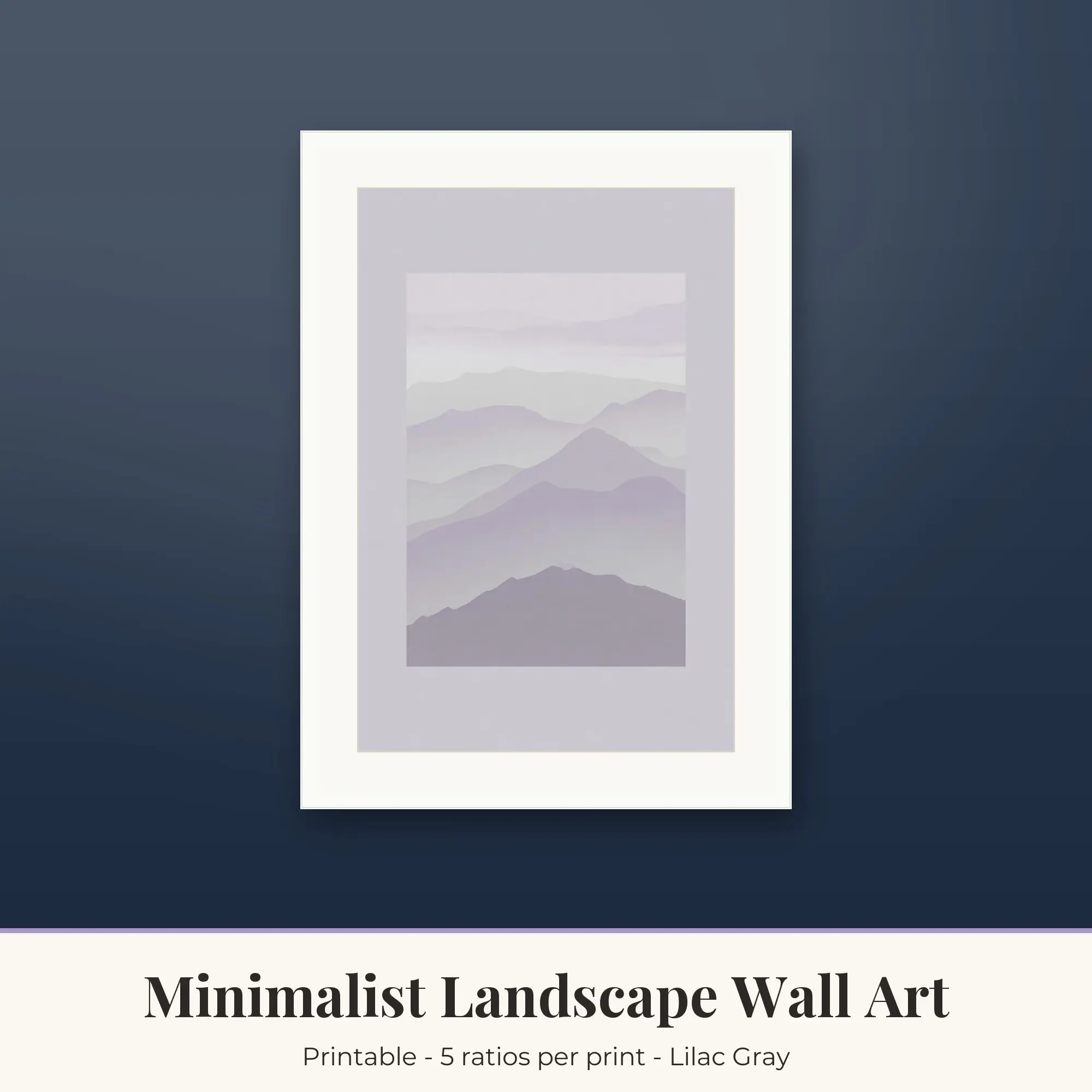Minimalist Landscape Wall Art Print, Mountain Layers, Printable preview