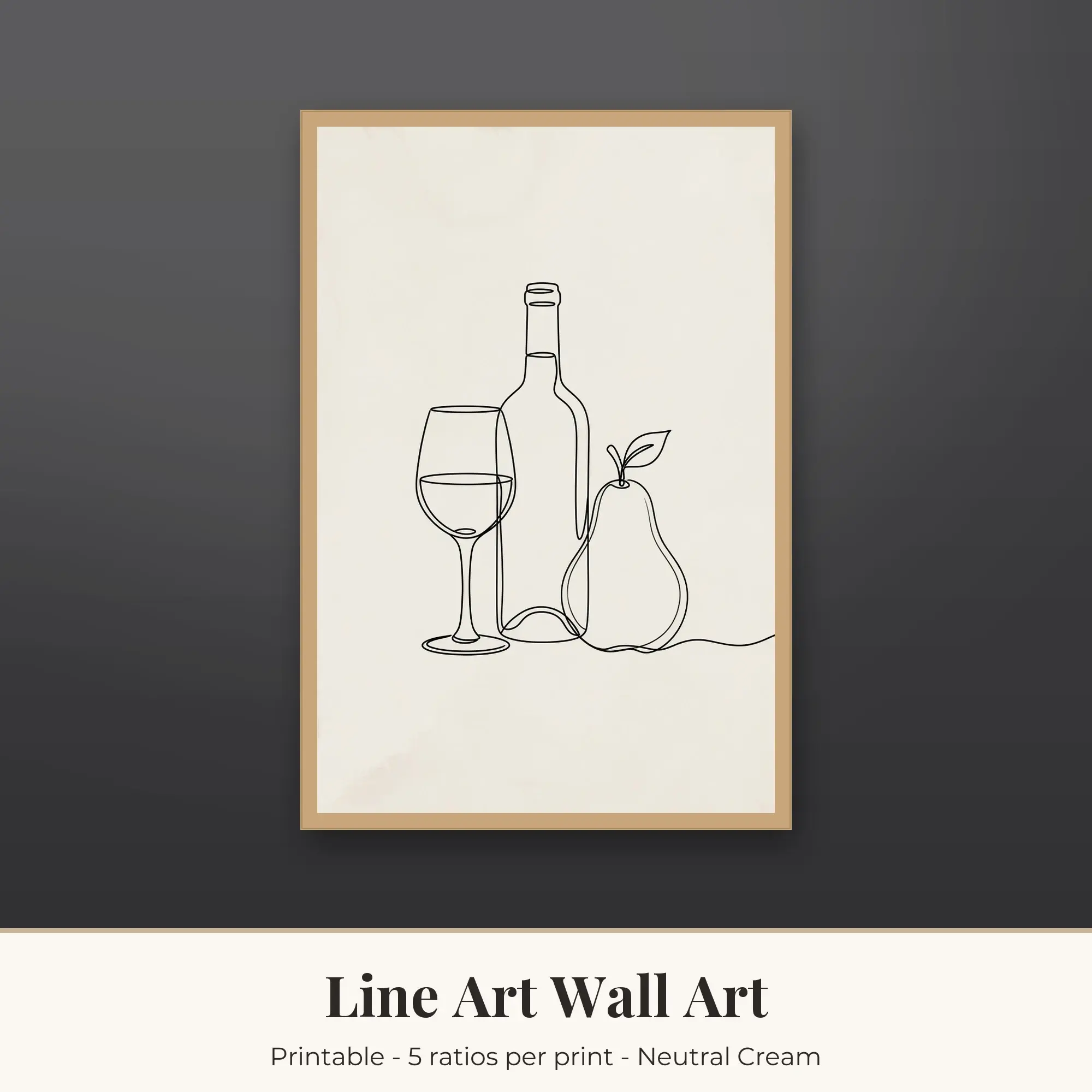 Wine and Fruit Line Art Prints Print, Printable Wall Art preview