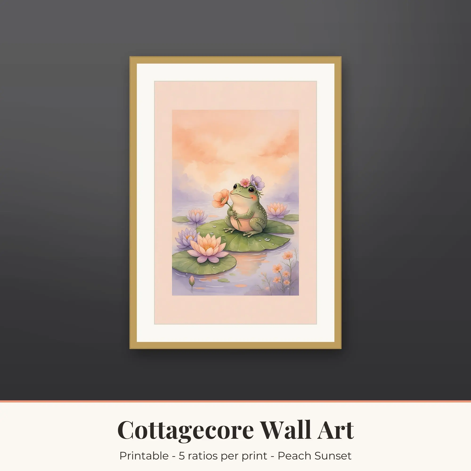 Frog on Lily Pad Cottagecore Prints Print, Printable Wall Art preview