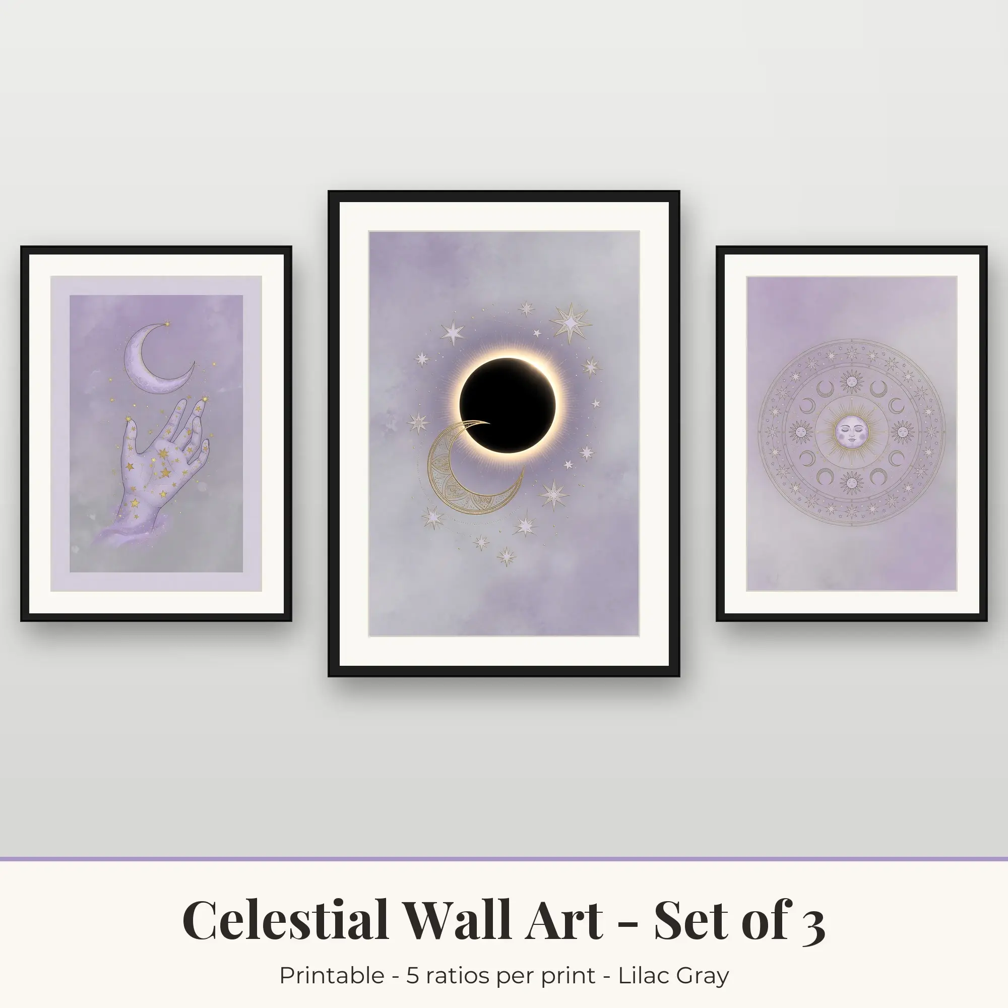 Cosmic Hand Celestial Set of 3 - Lilac Gray preview