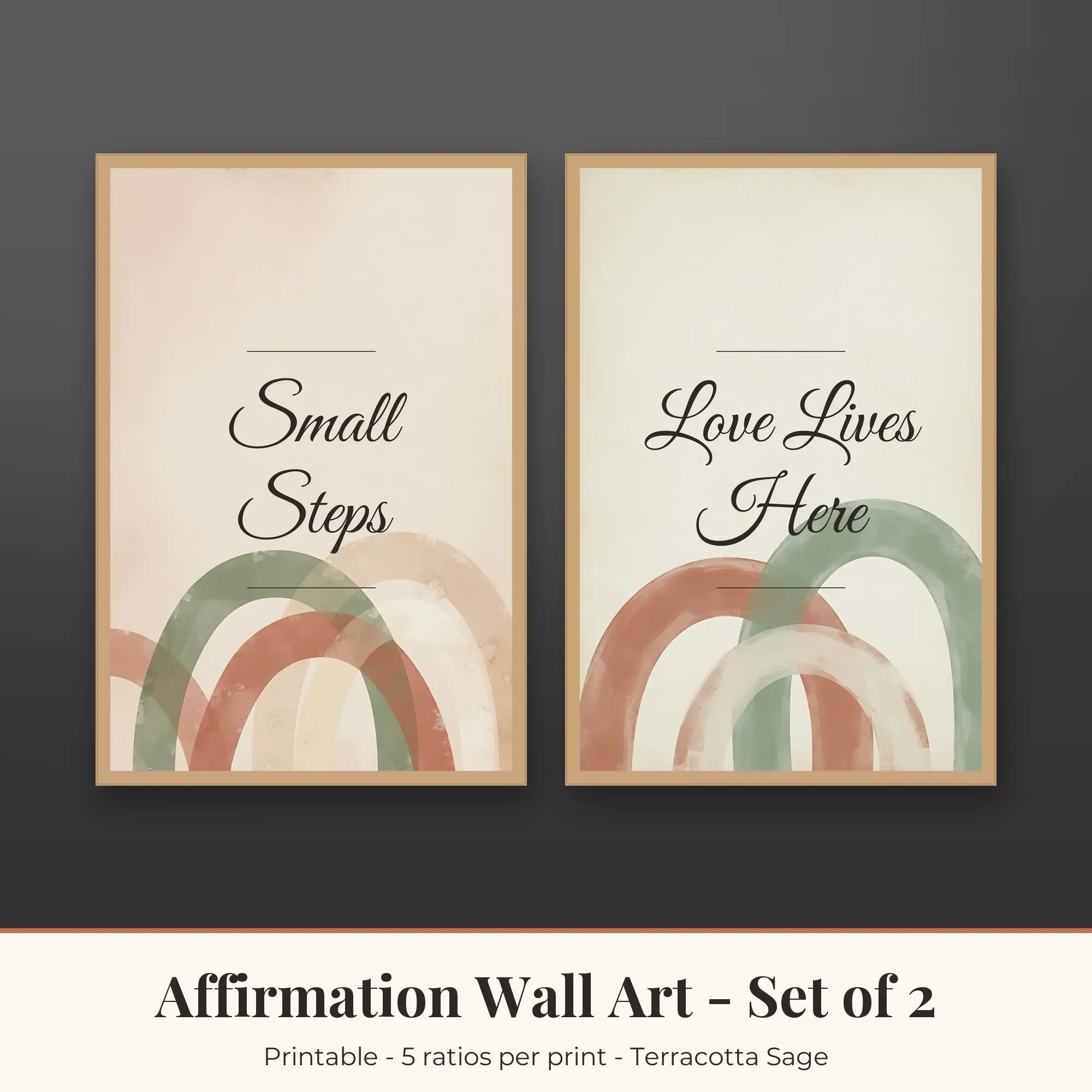 Affirmation Wall Art Set of 2: Love Lives Here, Terracotta Sage preview