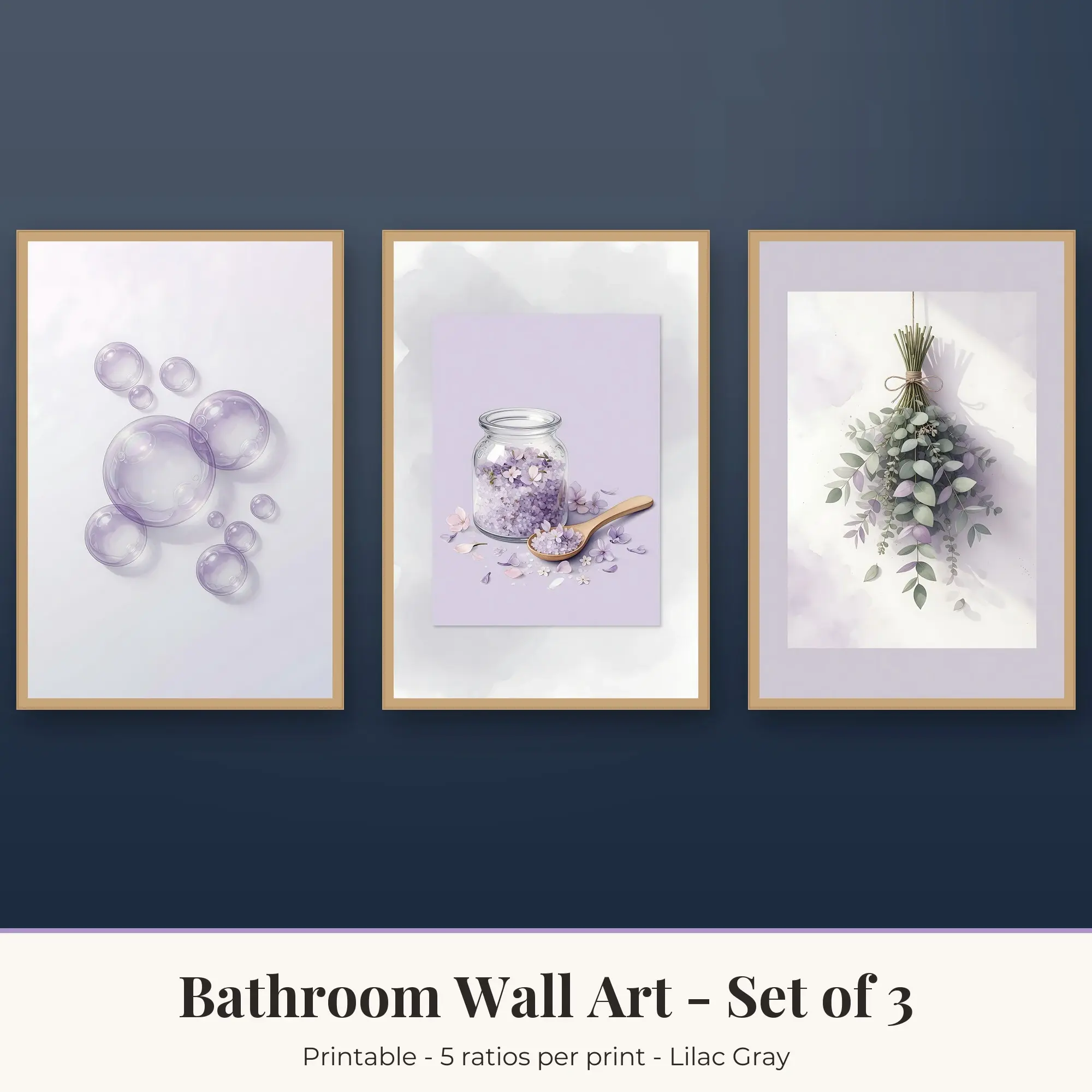 Eucalyptus Bundle Bathroom Set of 3 - Lilac Gray preview