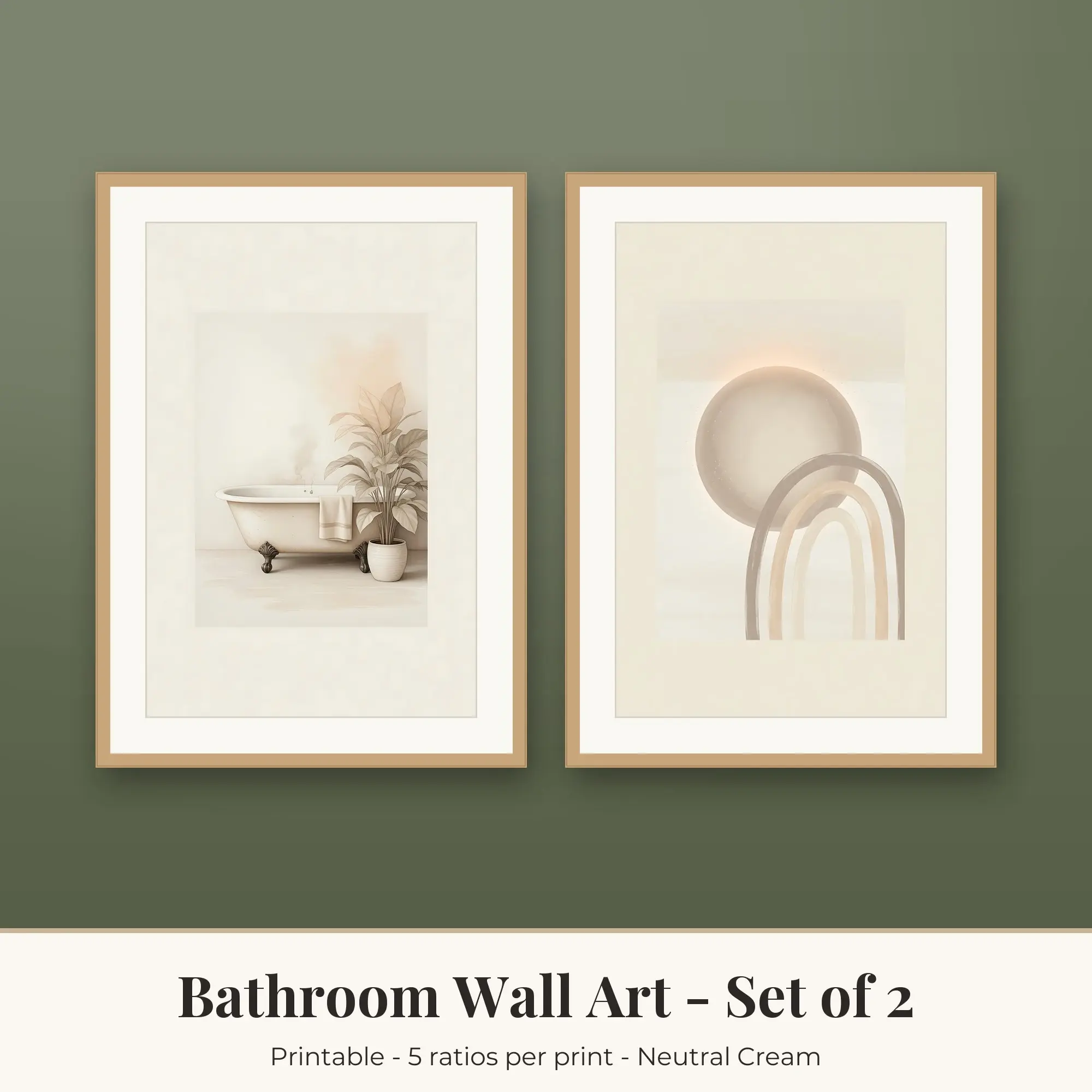 Bathroom Wall Art Set of 2: Soft Arches, Neutral Cream preview