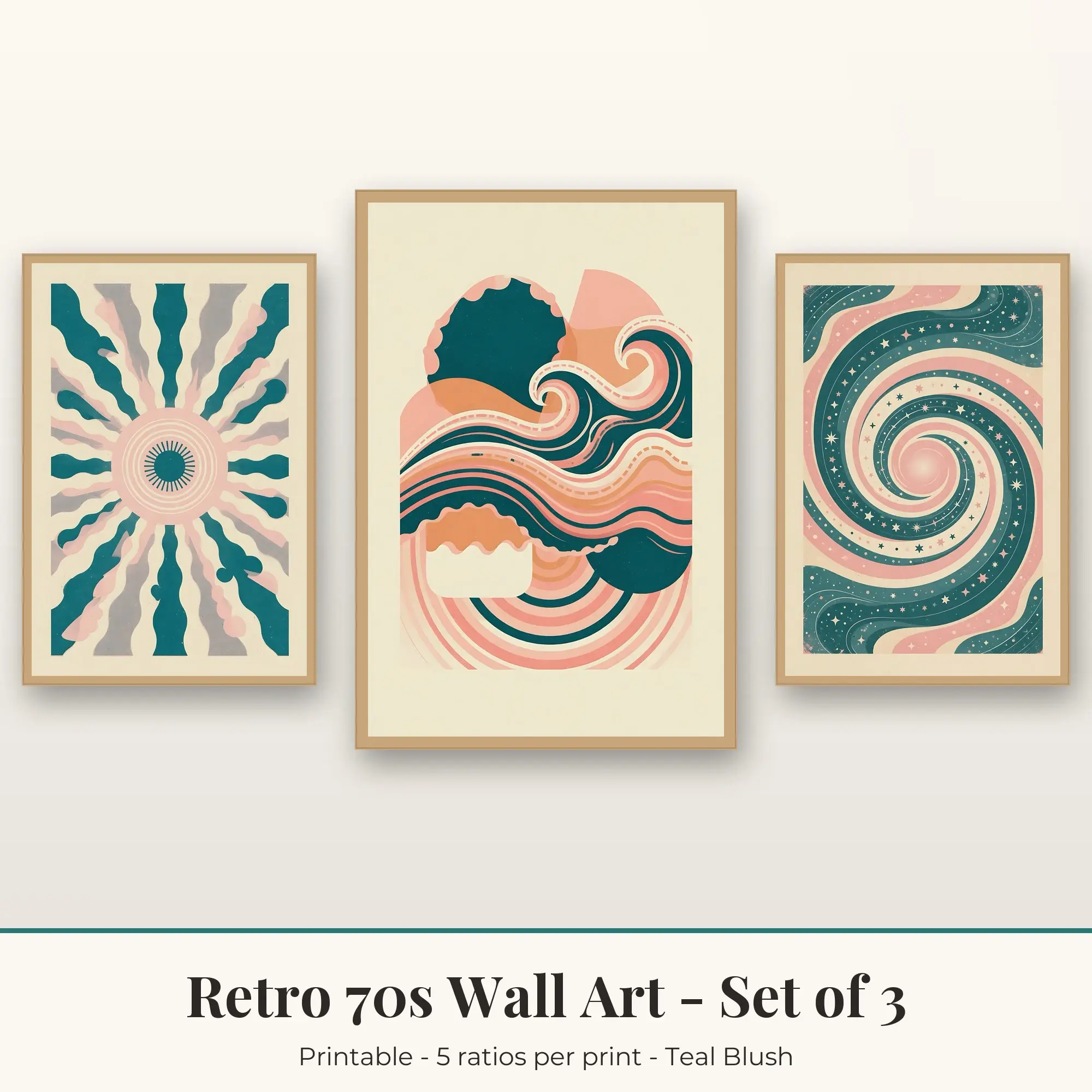 Retro 70s Set of 3: Cosmic Swirl, Teal Blush preview