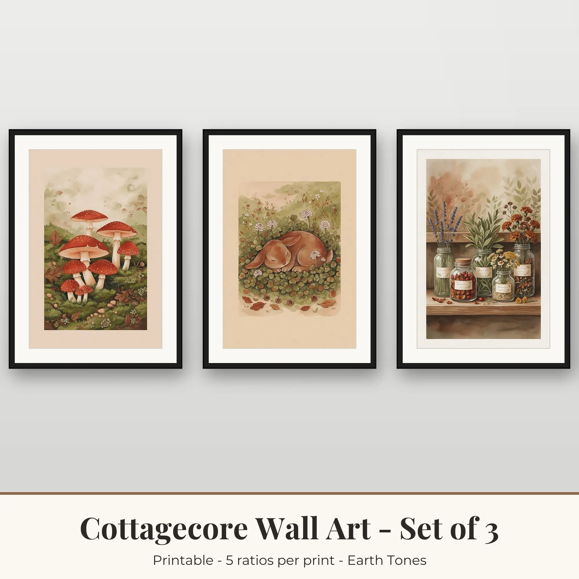 Cottagecore Set of 3: Herb Jars, Earth Tones preview
