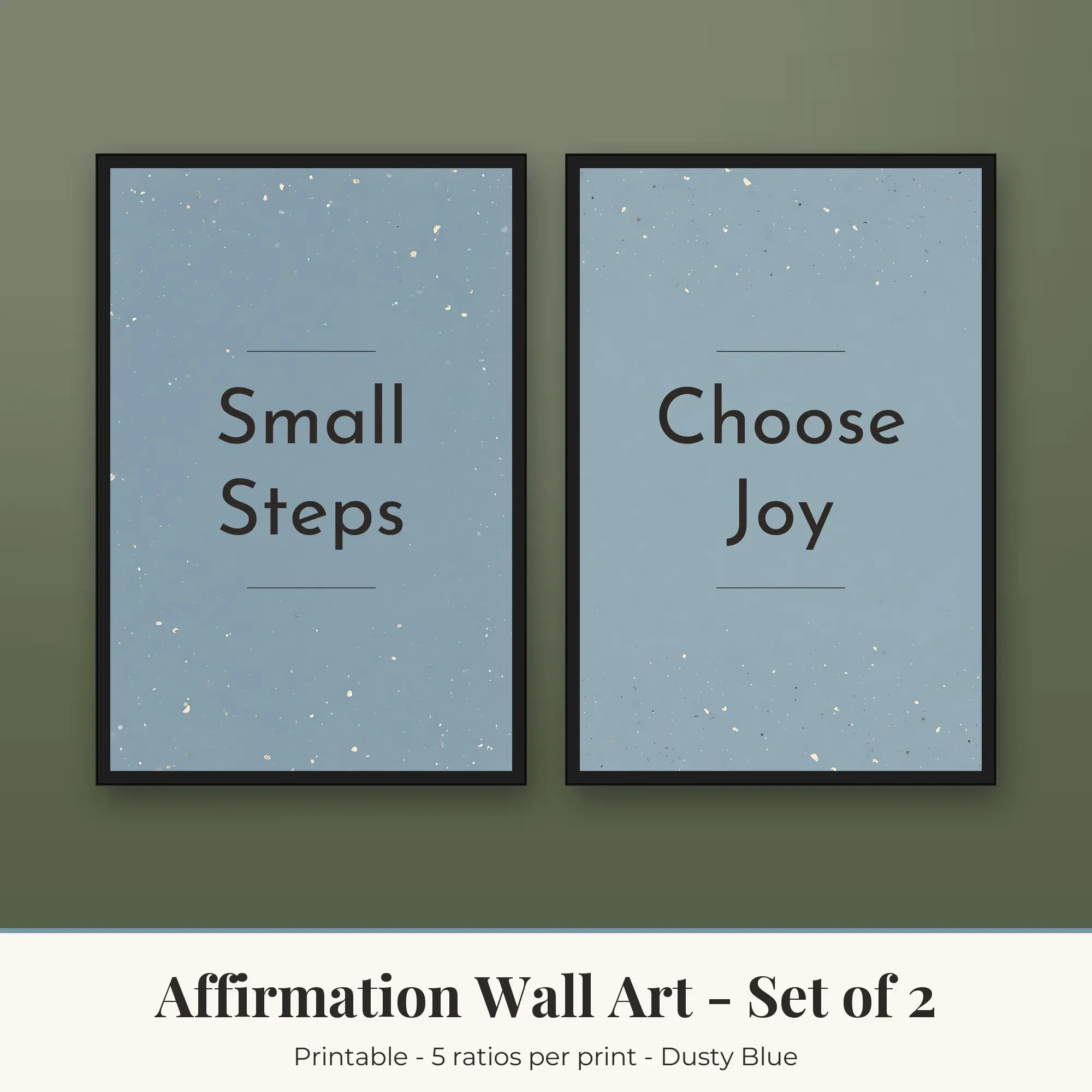 Affirmation Wall Art Set of 2: Small Steps, Dusty Blue preview