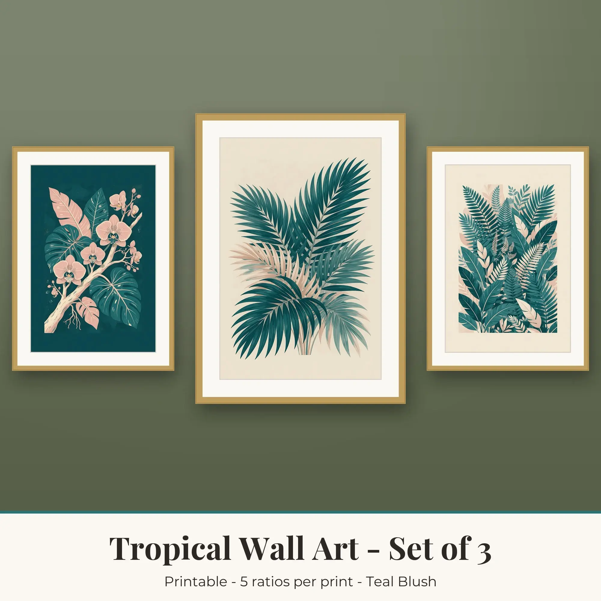 Orchids Tropical Set of 3 - Teal Blush preview
