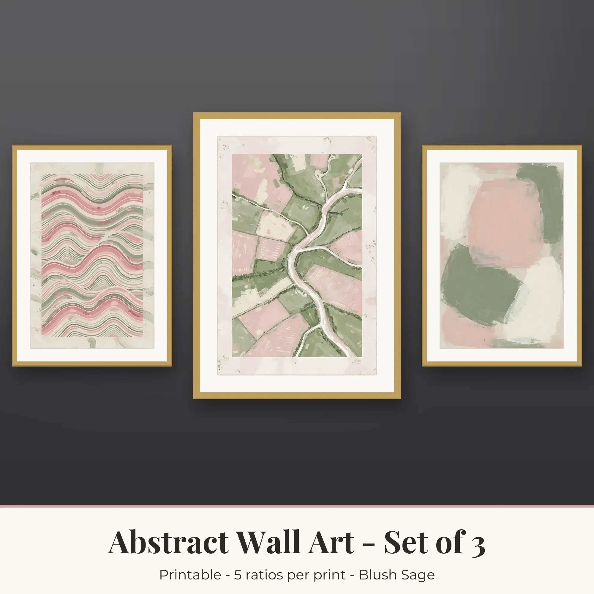 Color Field Abstract Set of 3 - Blush Sage preview
