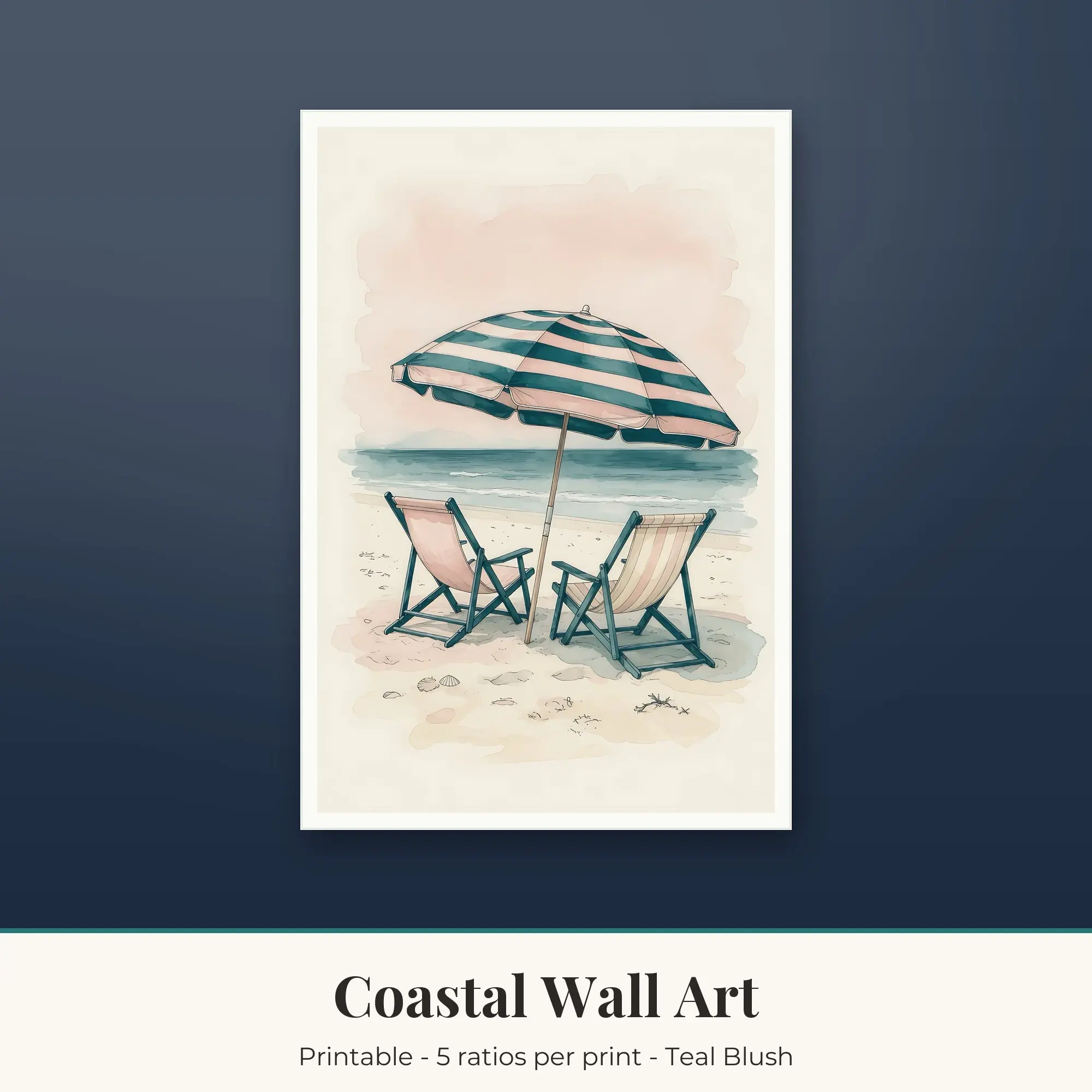Beach Umbrella Coastal Prints Print, Printable Wall Art preview