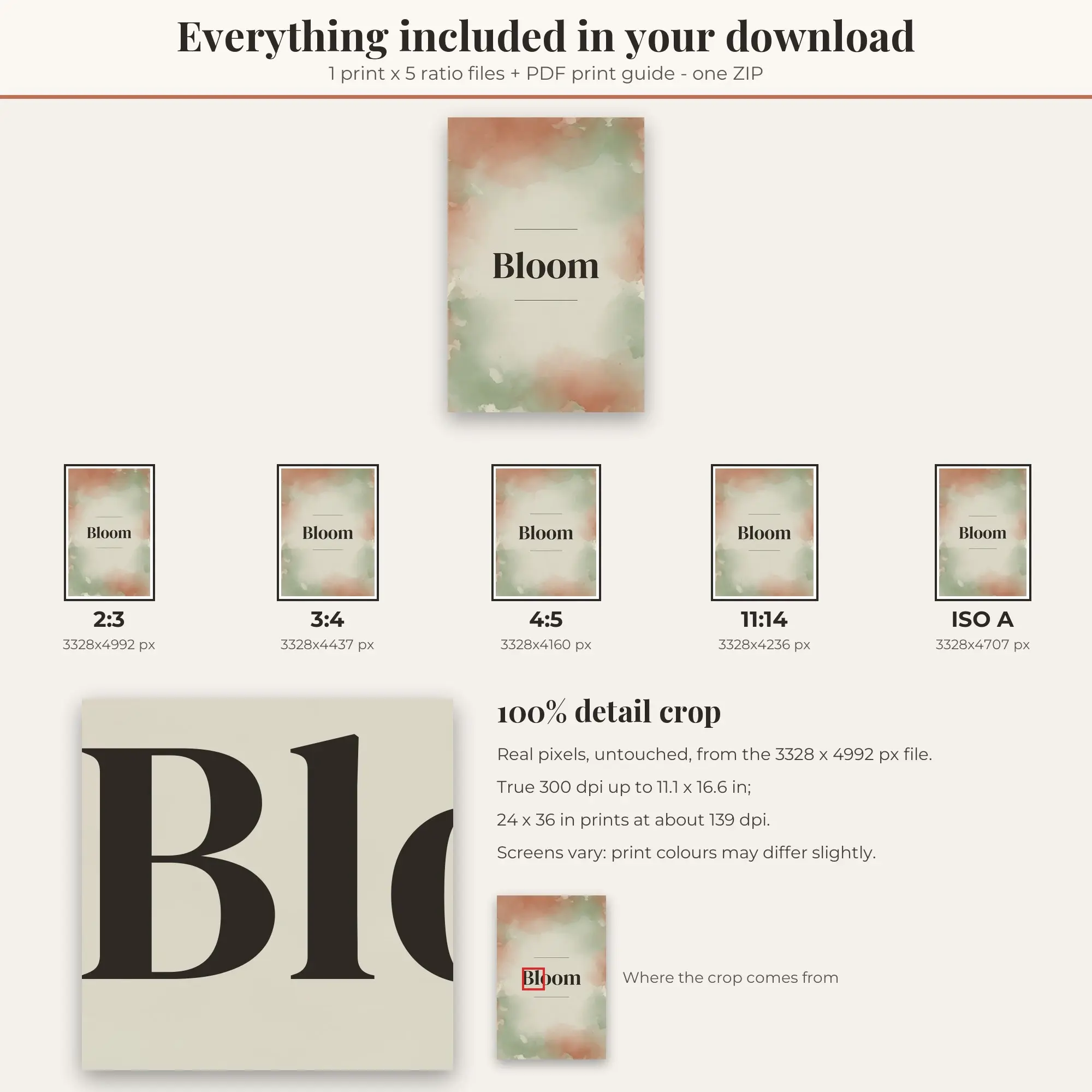 Bloom Affirmation Print - Terracotta Sage, preview 2 of 2