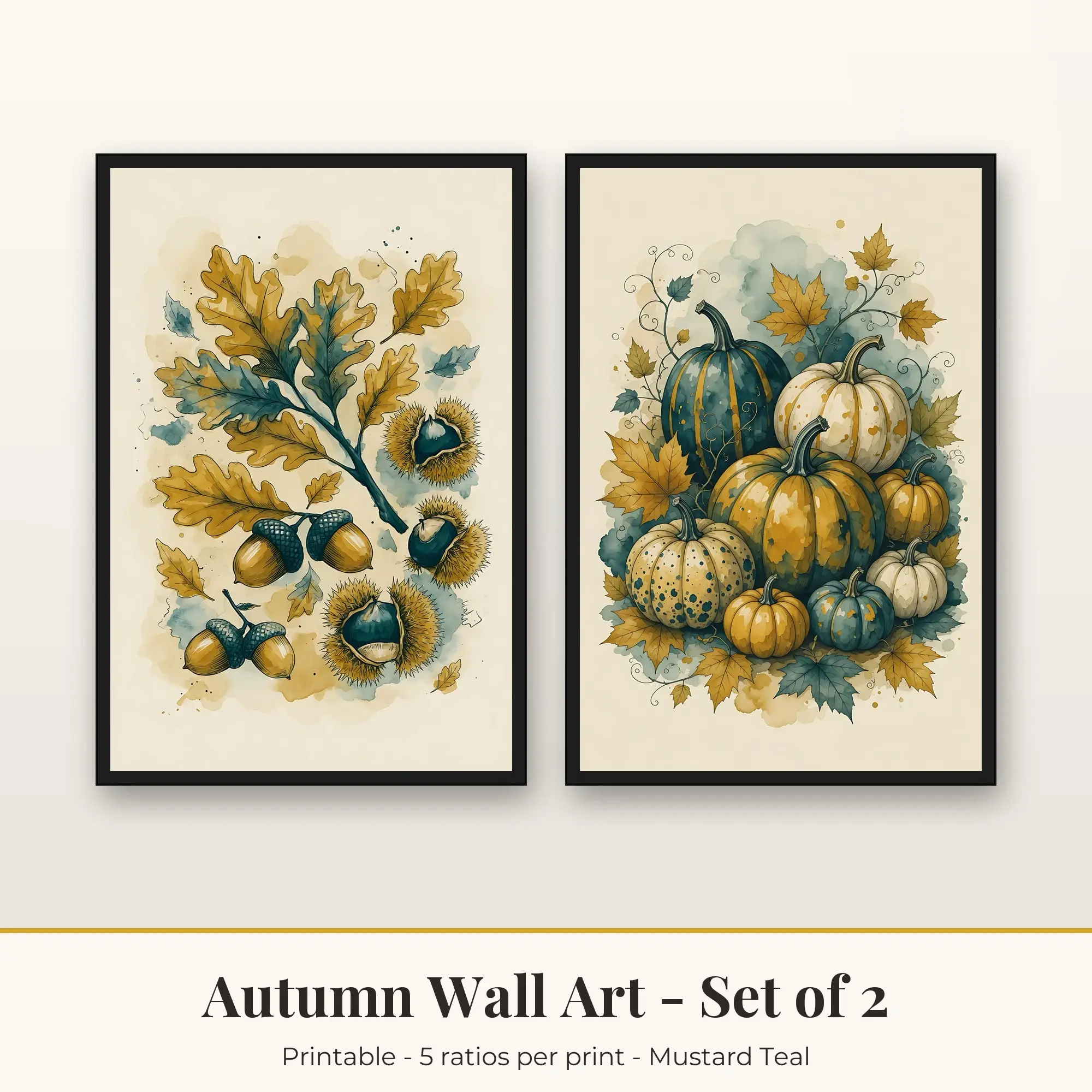 Autumn Set of 2: Pumpkin Patch, Mustard Teal preview