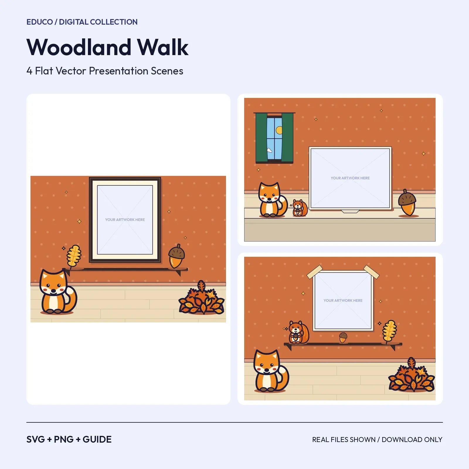Woodland Walk – 4 Flat Vector Fall Presentation Scenes preview