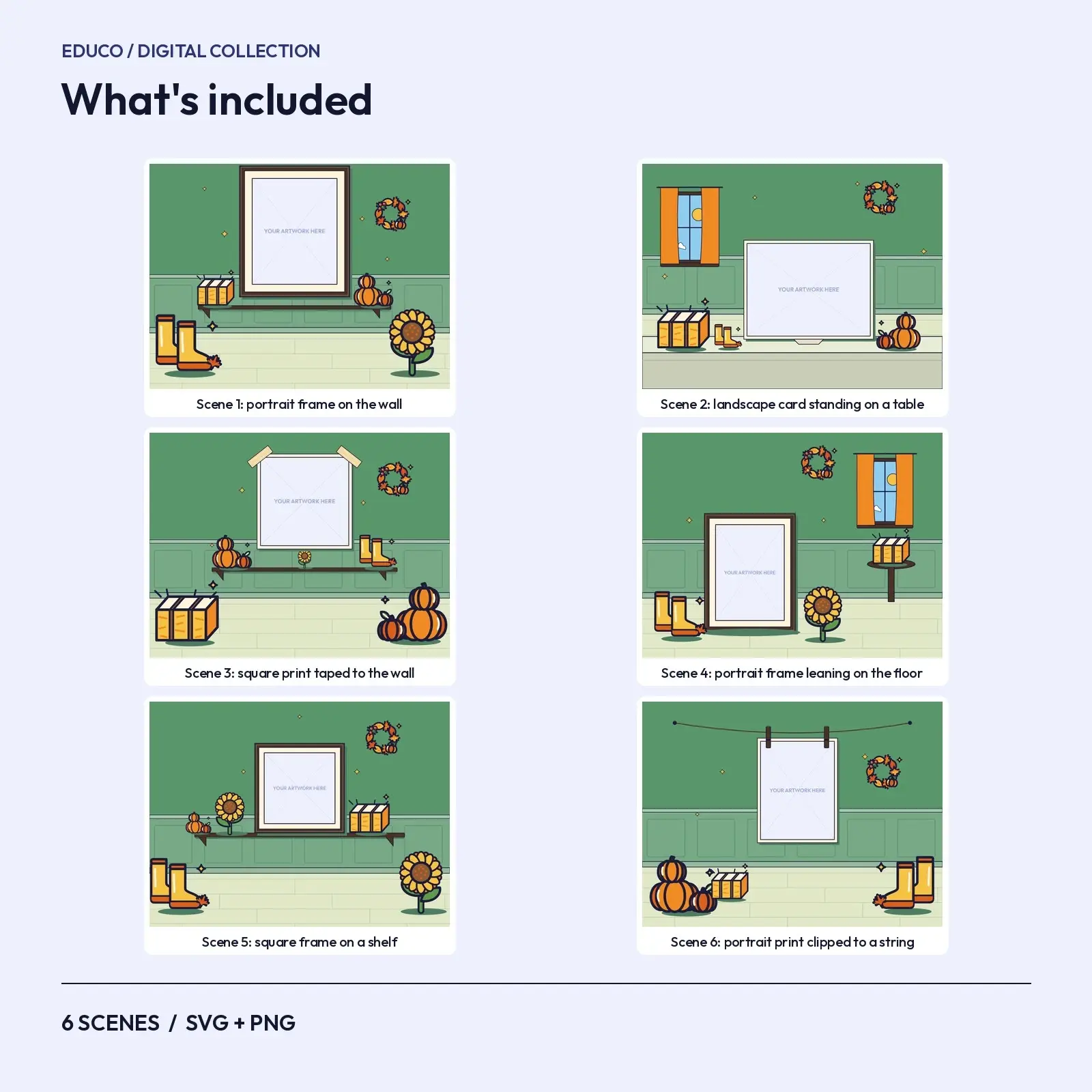 Front Porch Autumn – 6 Flat Vector Fall Presentation Scenes, preview 2 of 3