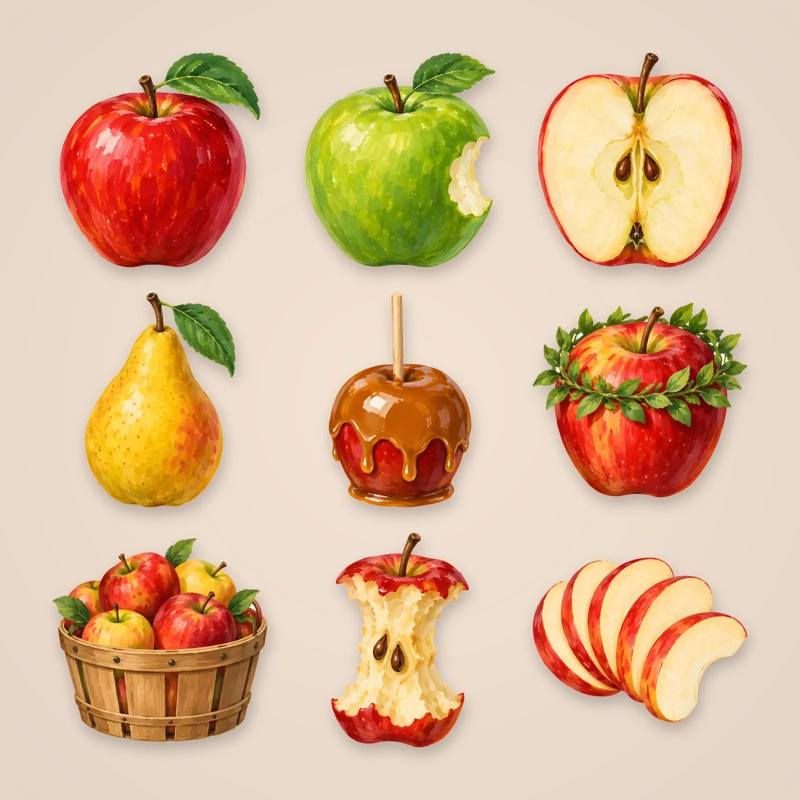 Orchard Apples Clip Art – 12 Gouache Fall Fruit Illustrations preview