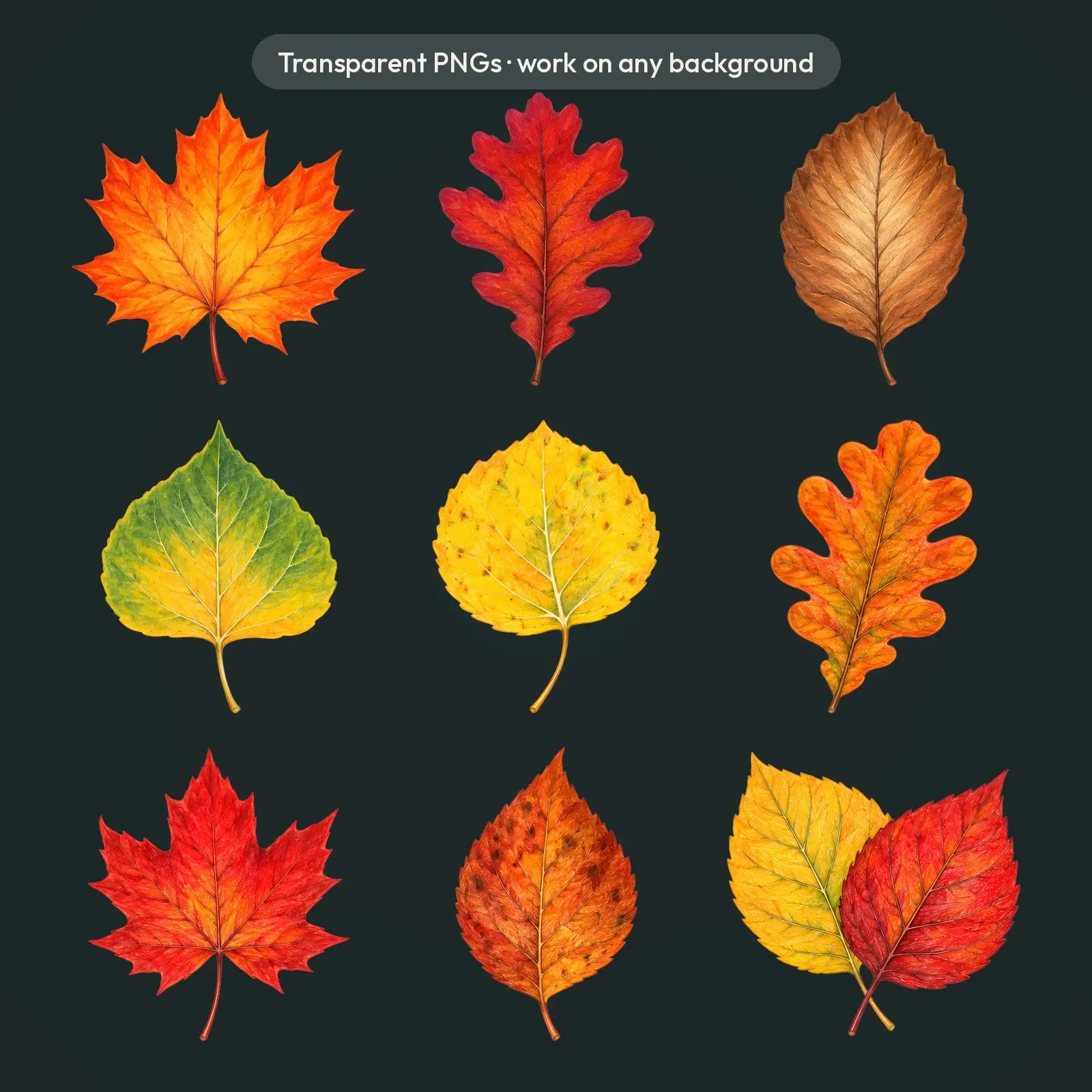 Blank Leaf Labels and Cutouts Clip Art – 12 Colored Pencil Autumn Leaves for Kids, preview 4 of 4
