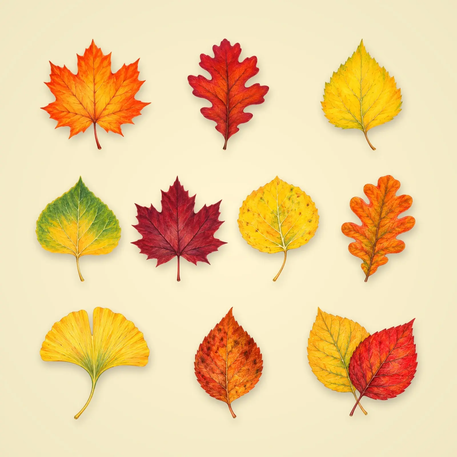 Blank Leaf Labels and Cutouts Clip Art – 12 Colored Pencil Autumn Leaves for Kids, preview 1 of 4