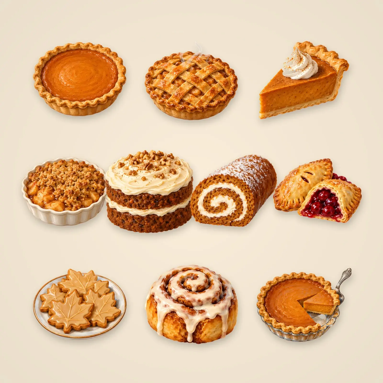 Fall Pies and Desserts Clip Art – 12 Oil Painted Bakery Illustrations preview