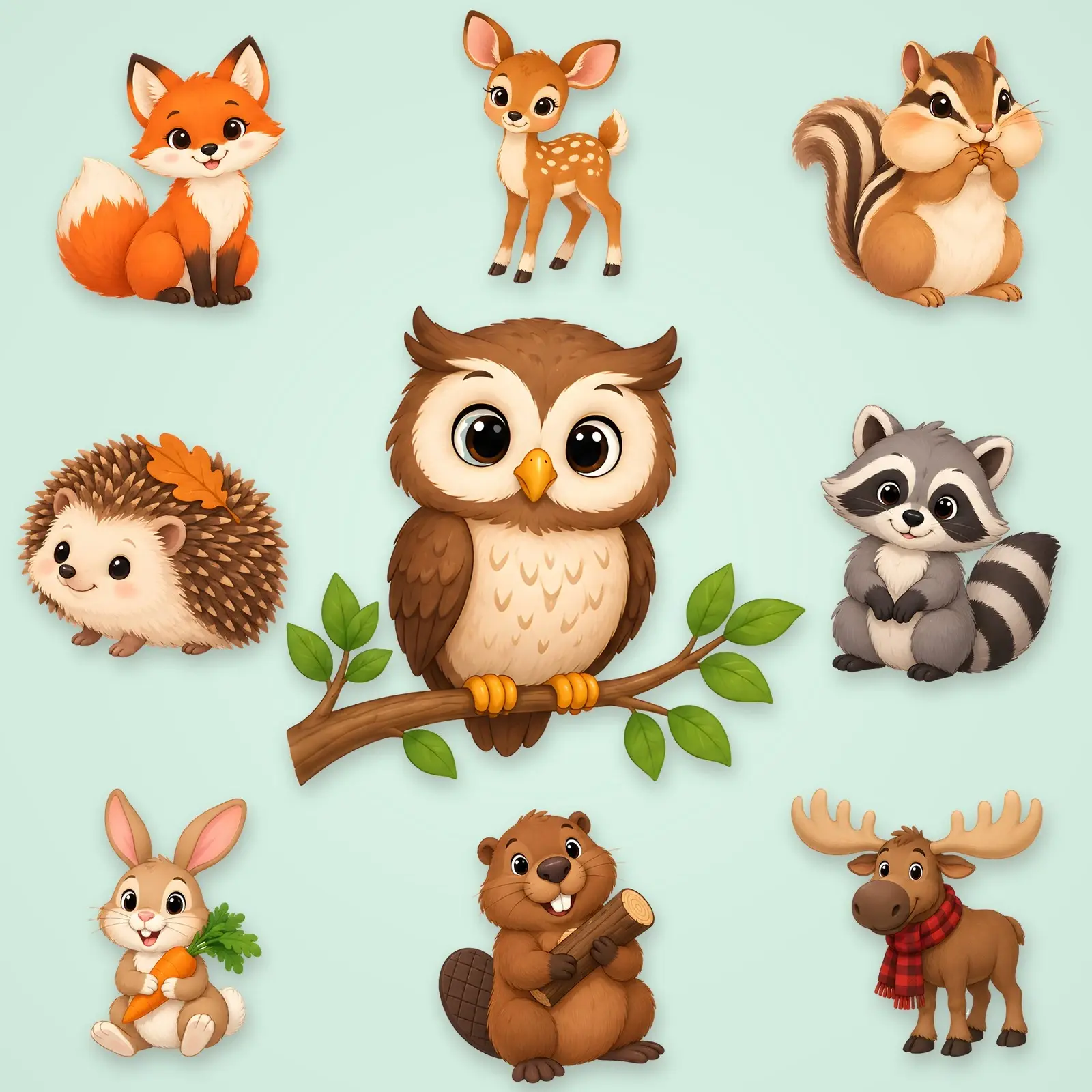 Fall Woodland Animals for Kids Clip Art – 12 Flat Cute Critters preview