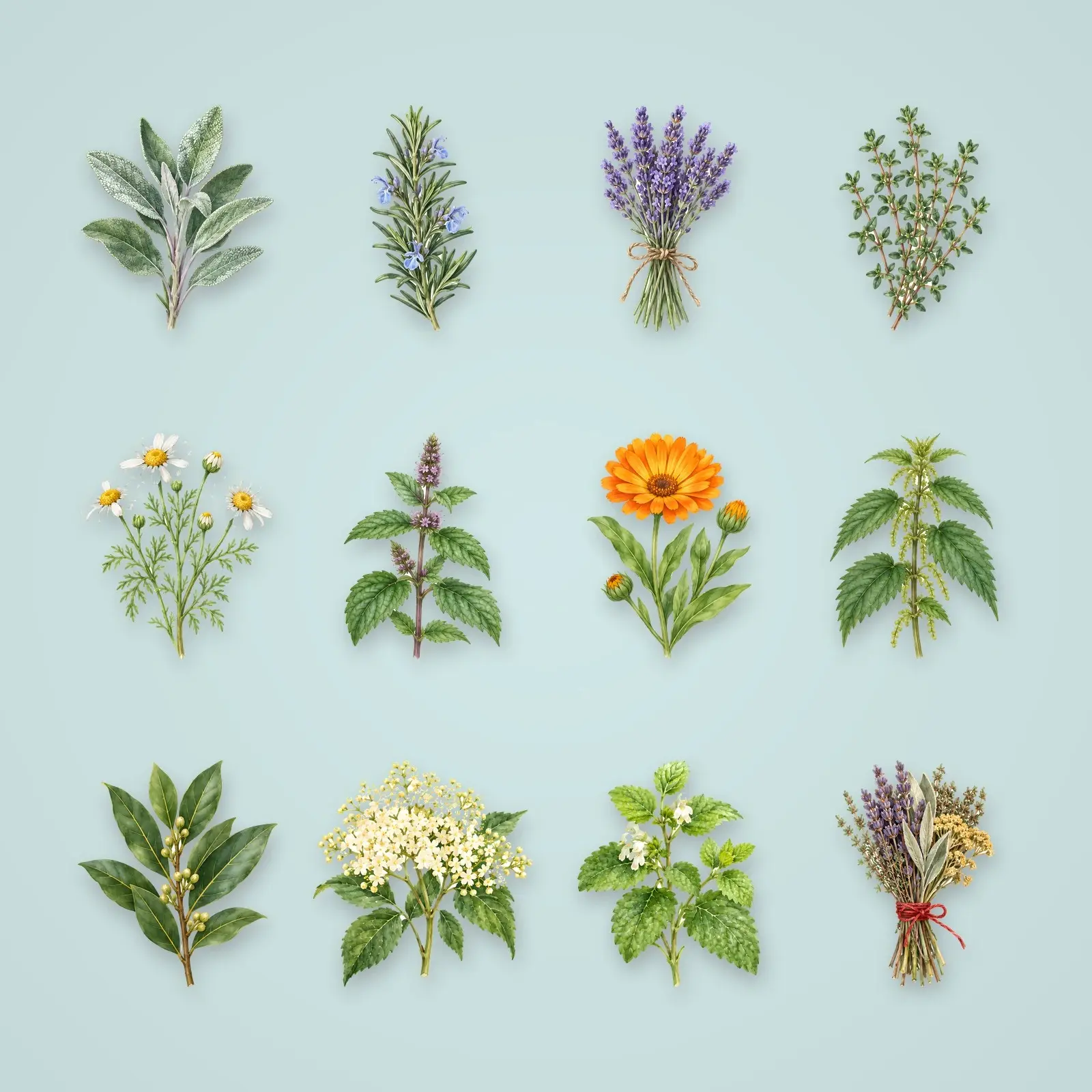 Witchy Herbs and Healing Plants Clip Art – 16 Botanical Watercolors preview