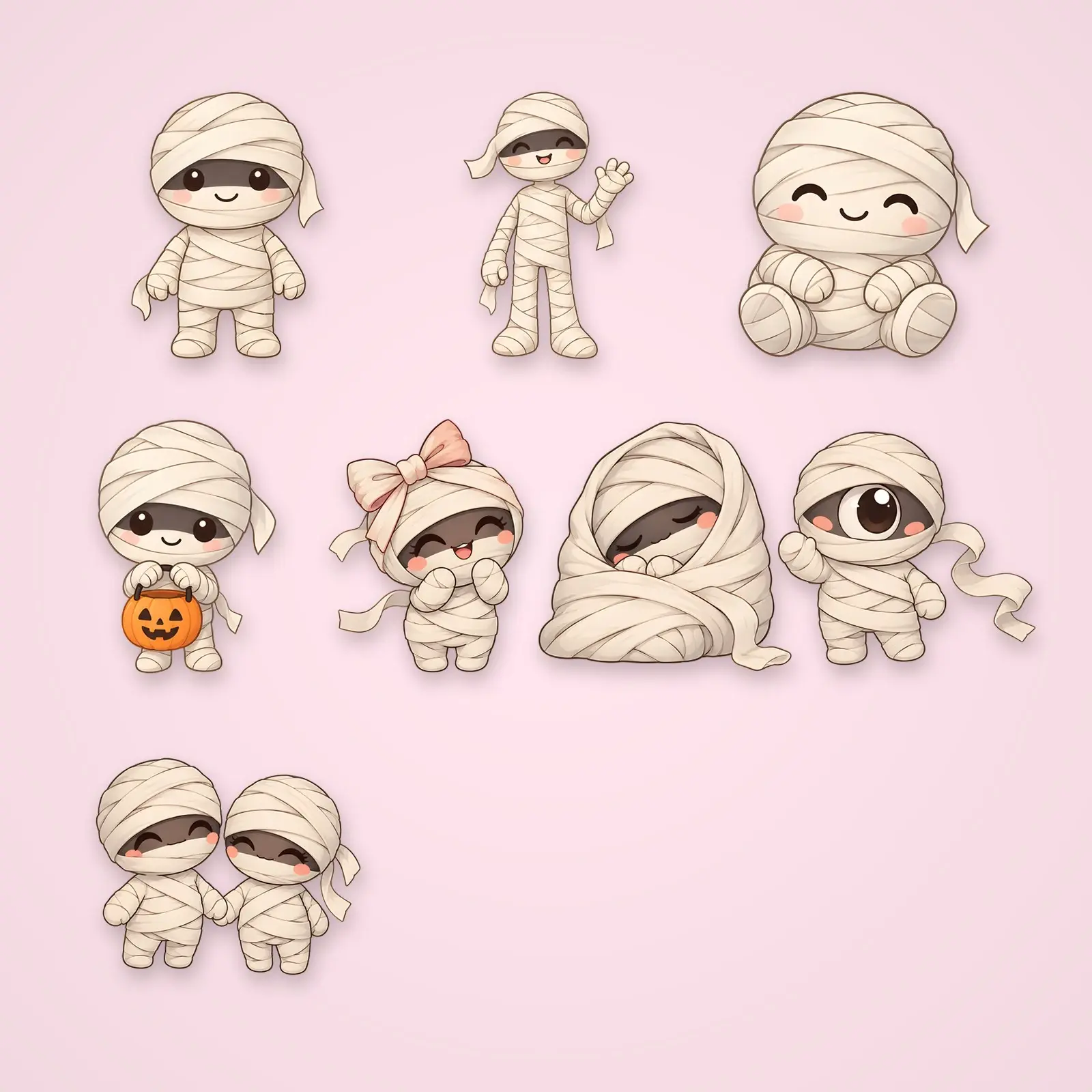 Bandage Buddies Clip Art – 8 Cute Flat Mummy Illustrations preview