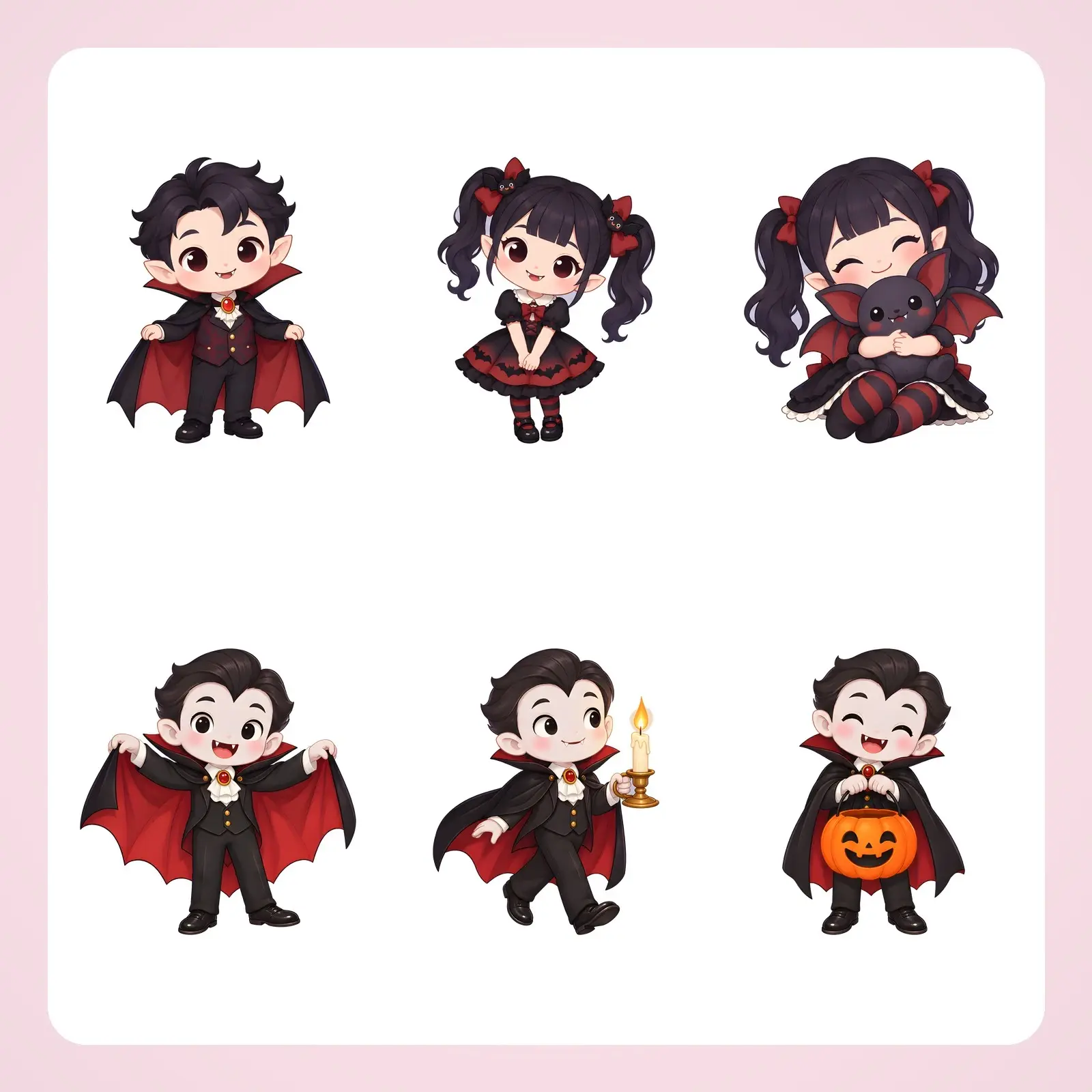 Little Vampires and Bats Clip Art – 8 Cute Flat Characters preview