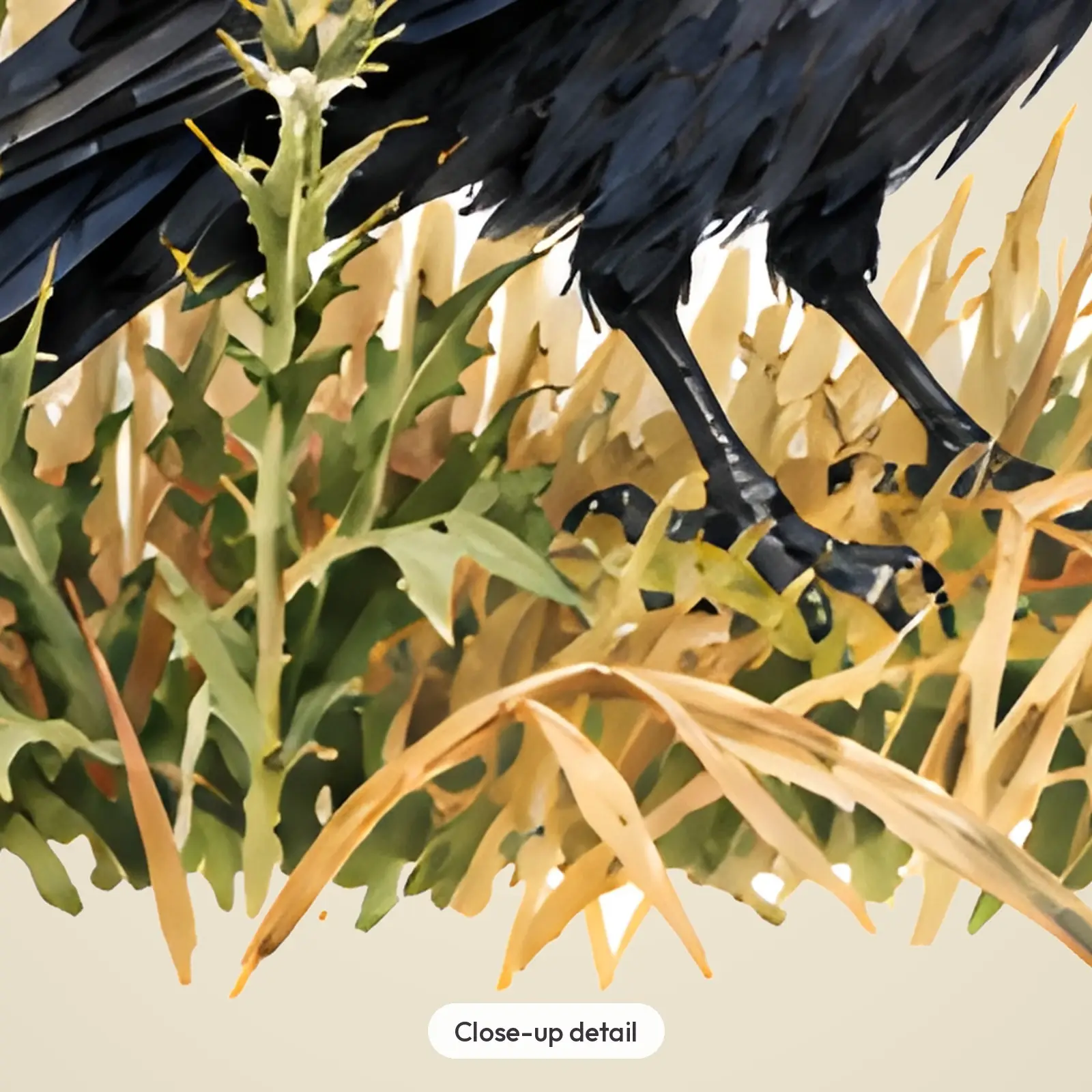 Ravens and Autumn Leaves Clip Art – 14 Gouache Fall Bird PNGs, preview 3 of 4