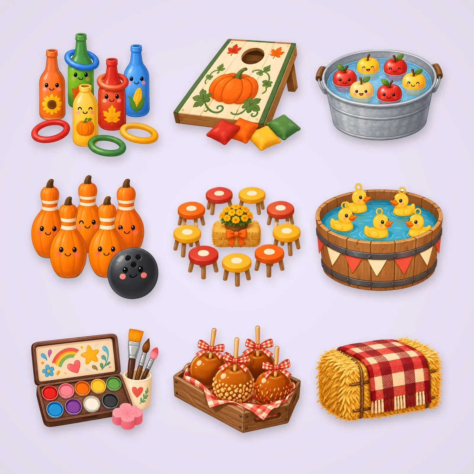 Fall Festival Games Clip Art – 10 Flat Cute Carnival Illustrations preview
