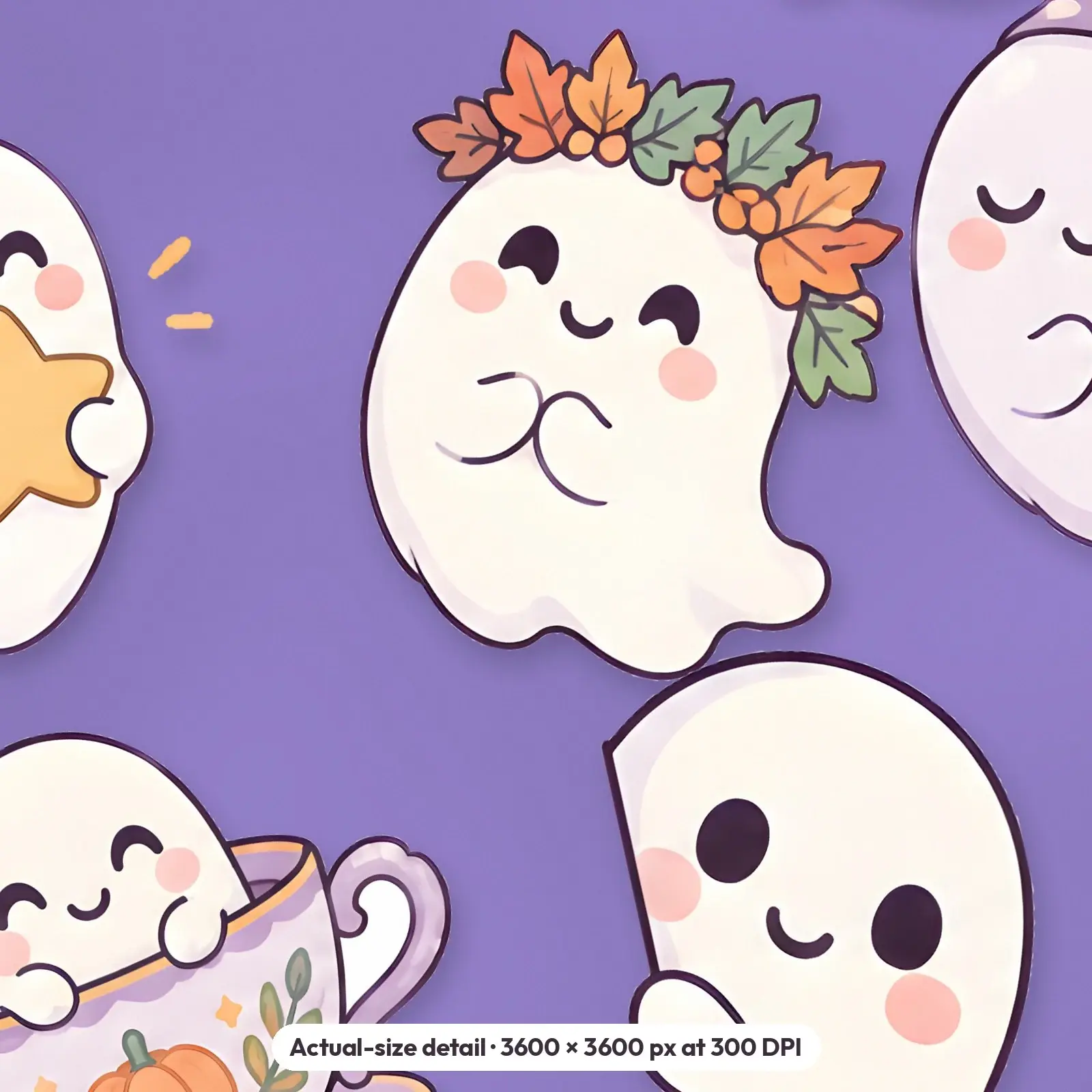 Sleepy Pastel Ghost Digital Scrapbook Paper – 12 Seamless Backgrounds, 12x12 in, preview 4 of 4
