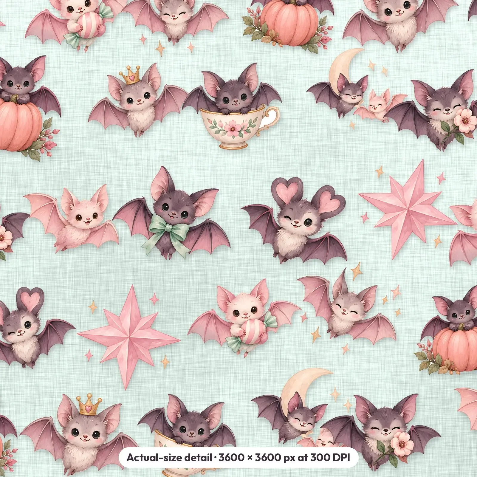Pastel Pink Bat Seamless Digital Paper Pack – 13 Printable 12x12 Patterns, preview 4 of 4