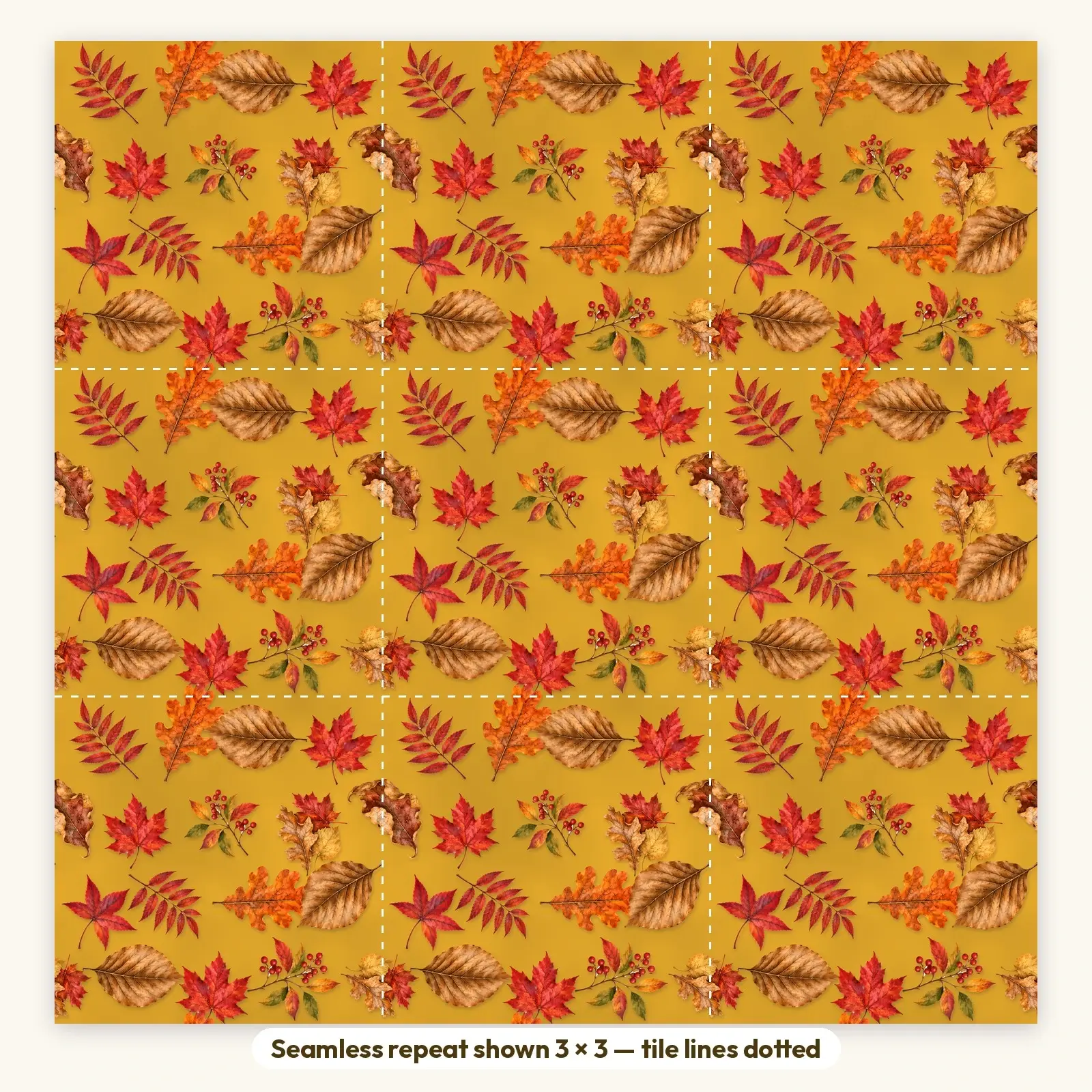 Watercolor Autumn Leaves Seamless Patterns – 10 Digital Papers, 12x12 JPG + PNG, preview 2 of 4
